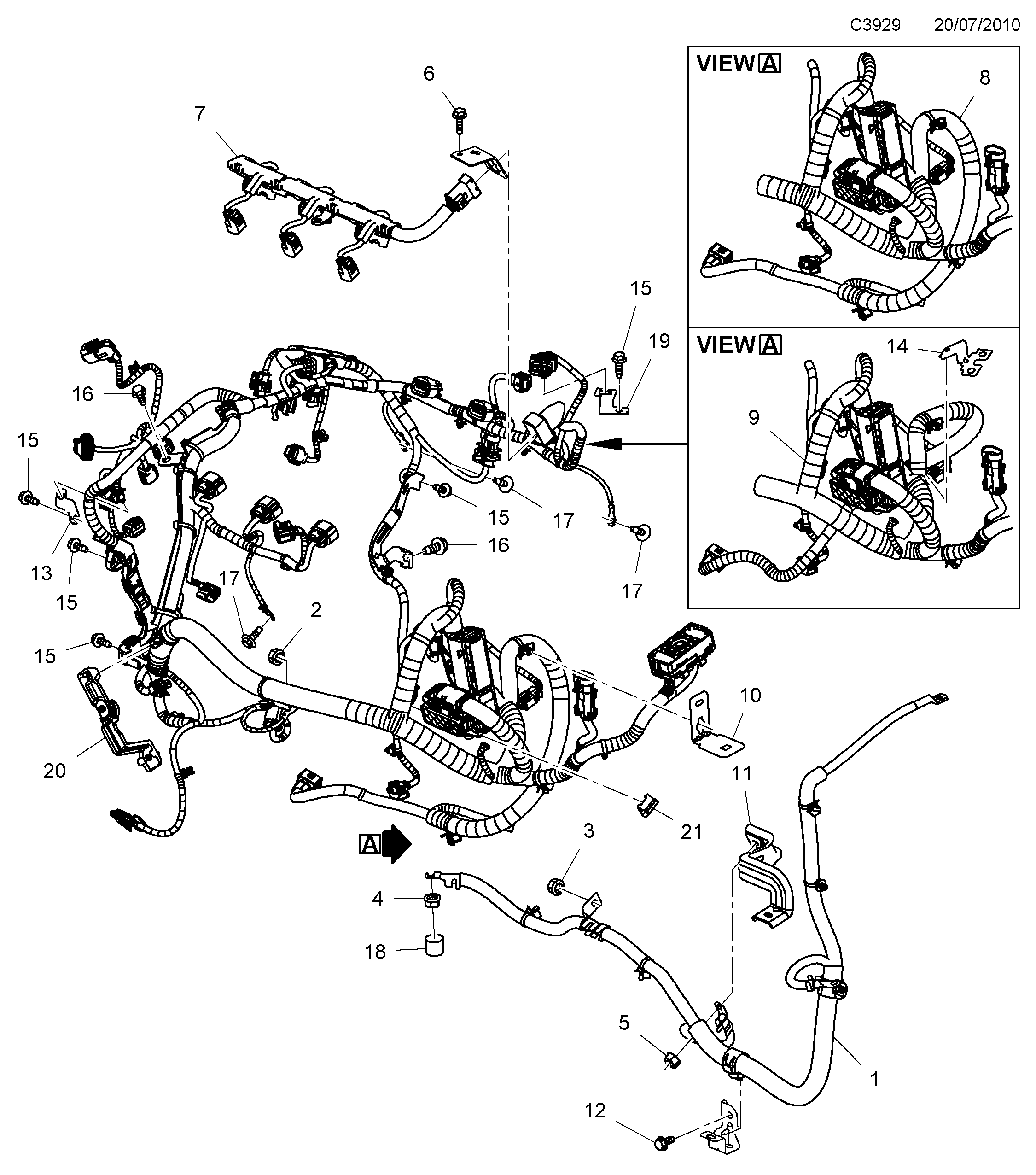 Schéma technique Saab 9-5 (650) 2012 - Section 4100 : Conduites et fusibles
