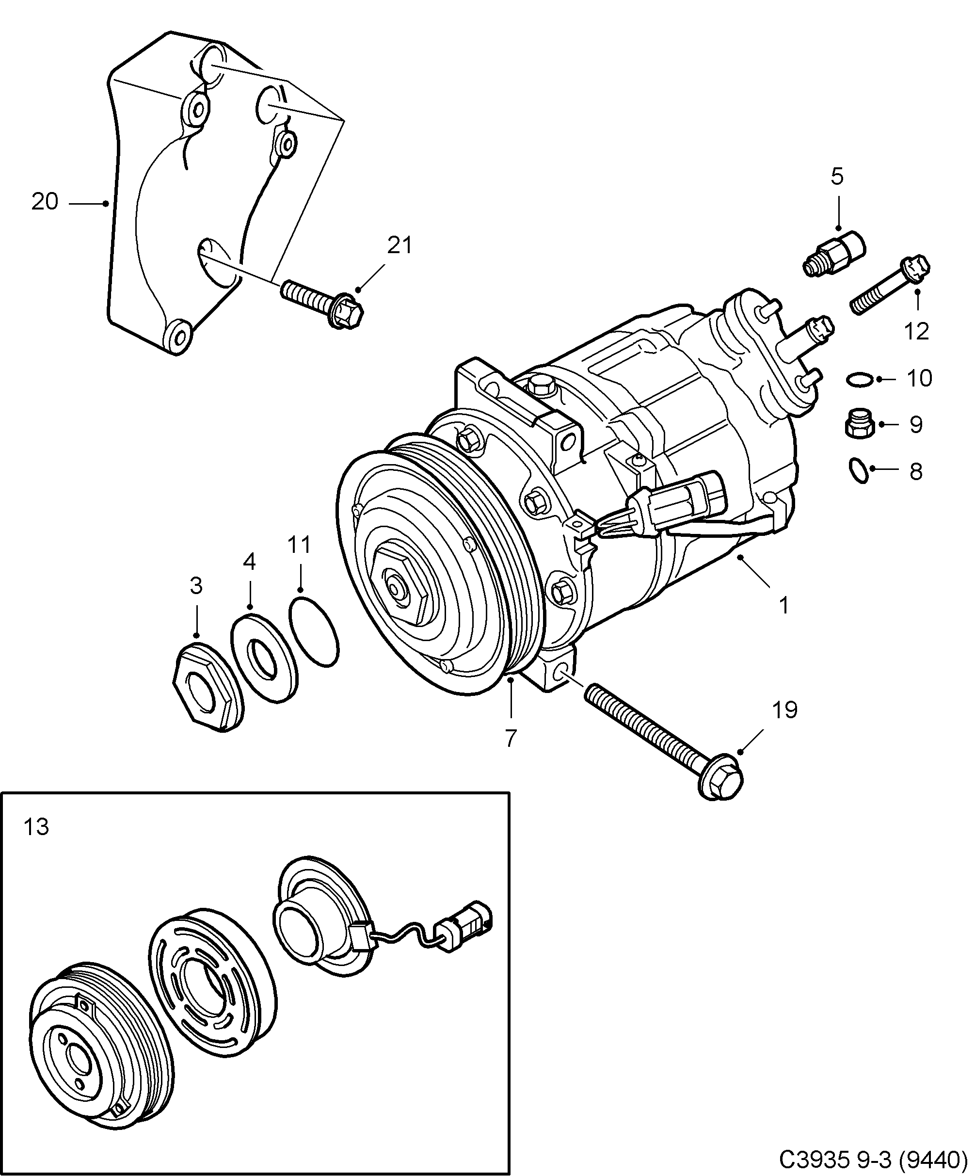 Schéma technique Saab 9-3 (9440) 2003 - Section 250 : Heating and ventilation