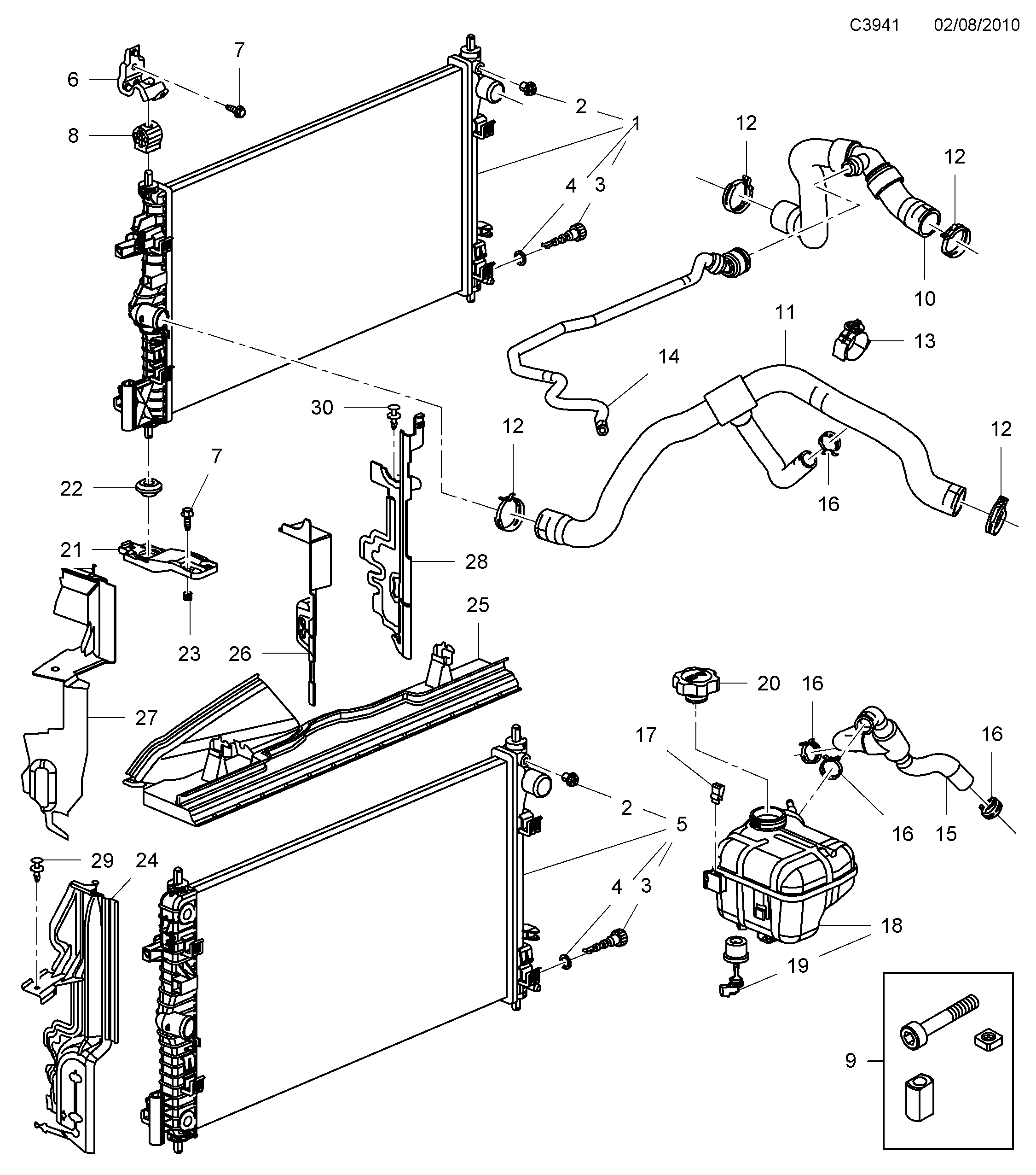 Schéma technique Saab 9-5 (650) 2011 - Section 5010 : Système de refroidissement