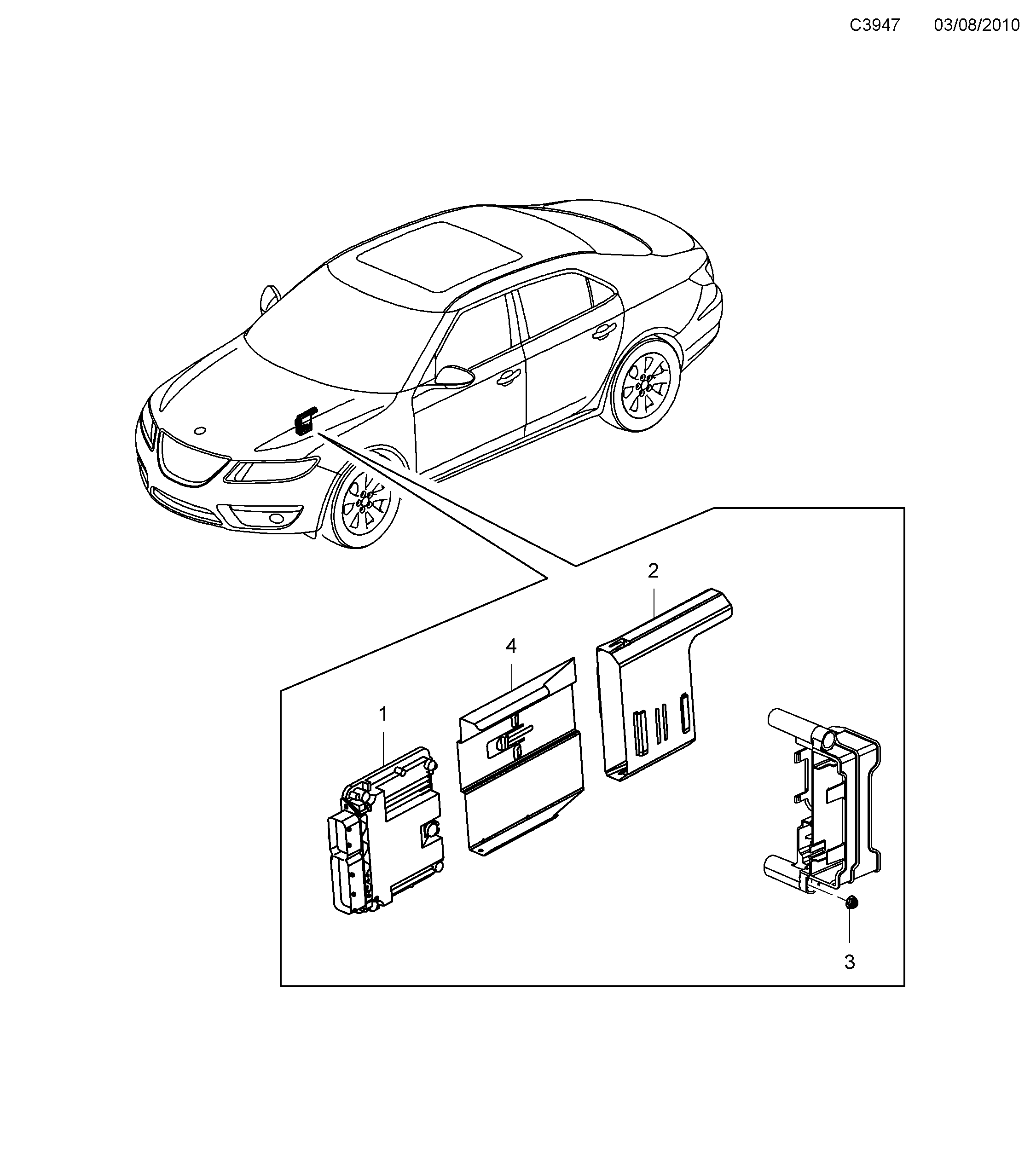Schéma technique Saab 9-5 (650) 2012 - Section 3675 : Système de carburant
