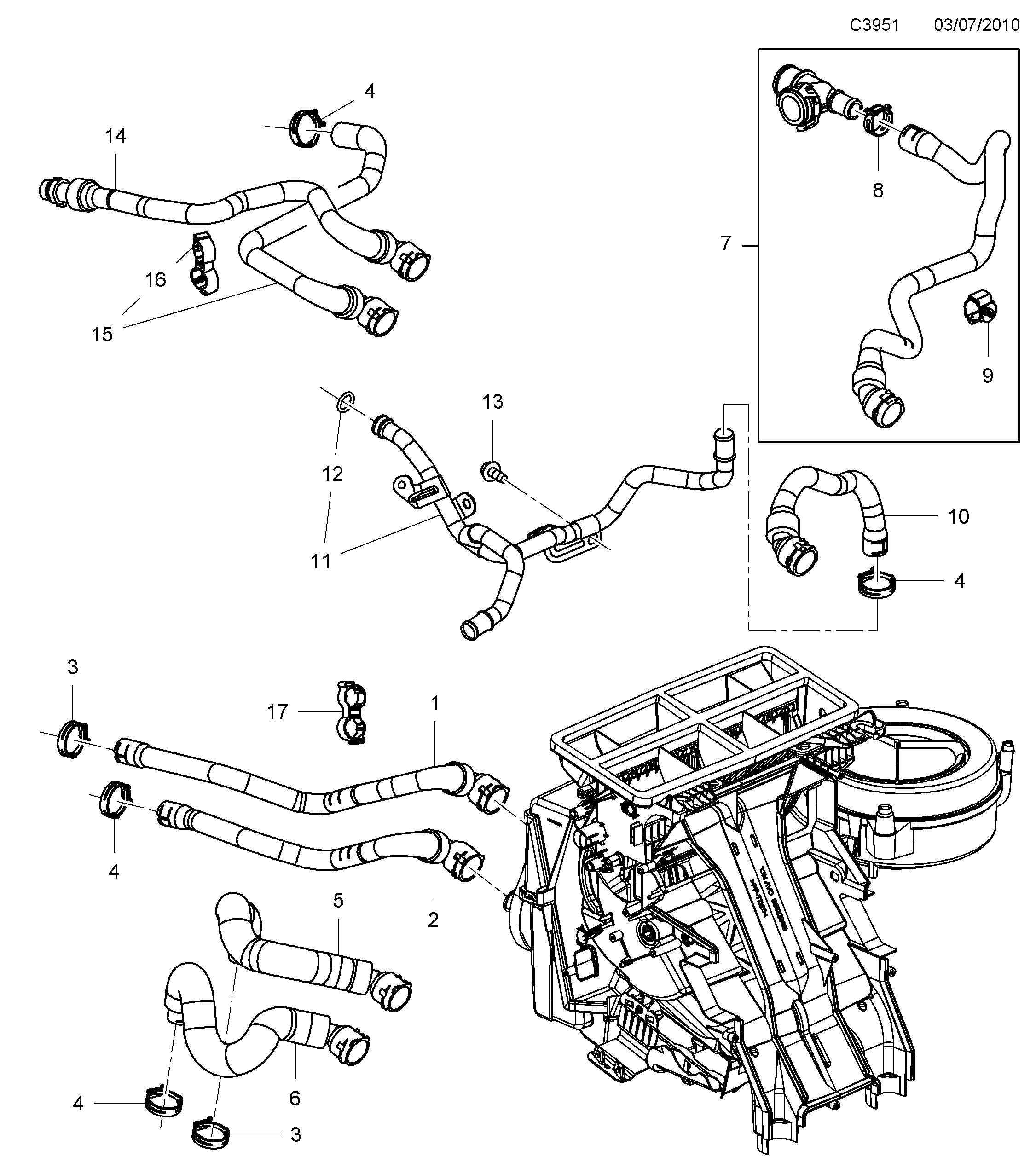 Schéma technique Saab 9-5 (650) 2012 - Section 200 : Heating and ventilation