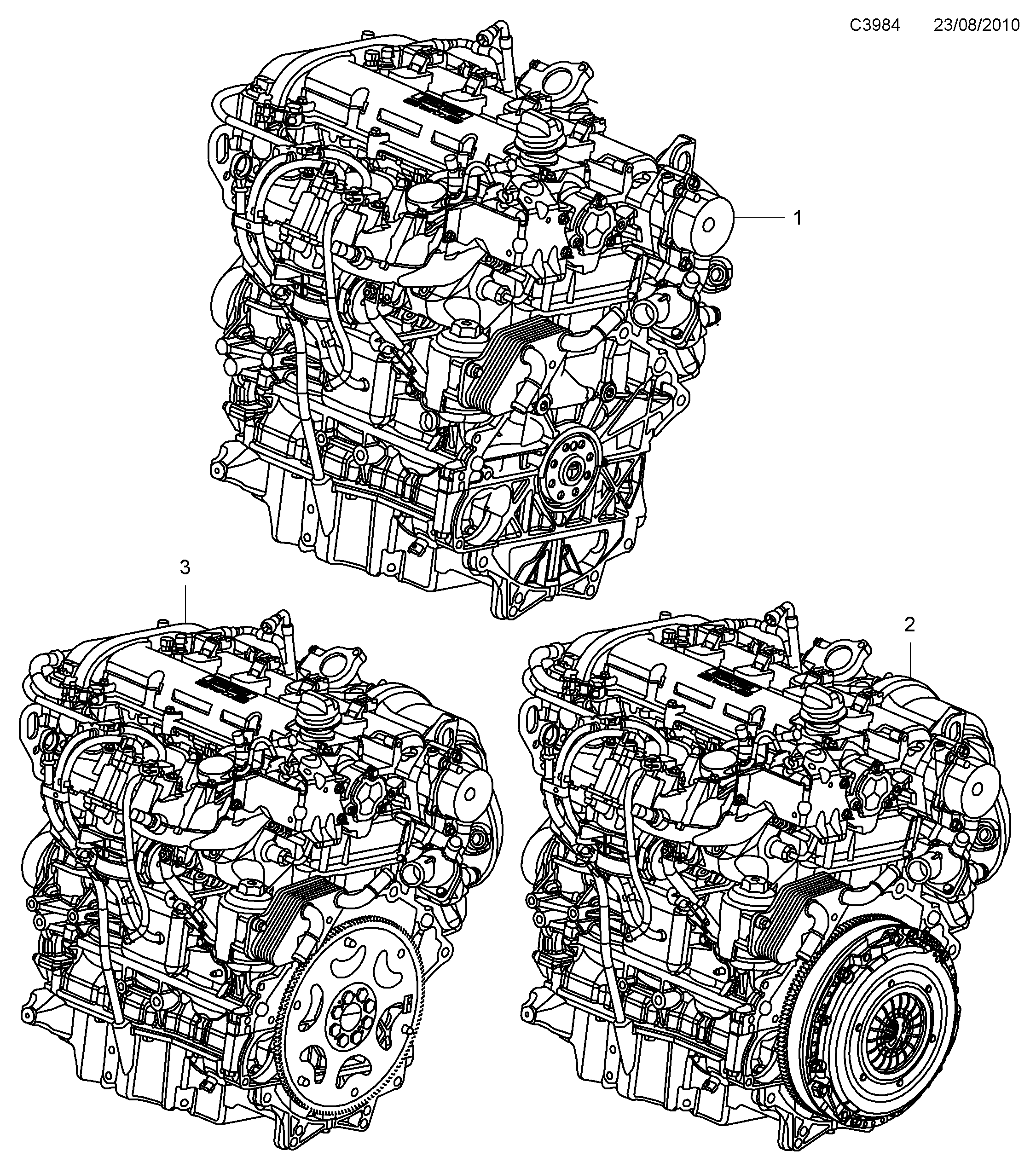 Schéma technique Saab 9-5 (650) 2011 - Section 400 : Corps de moteur