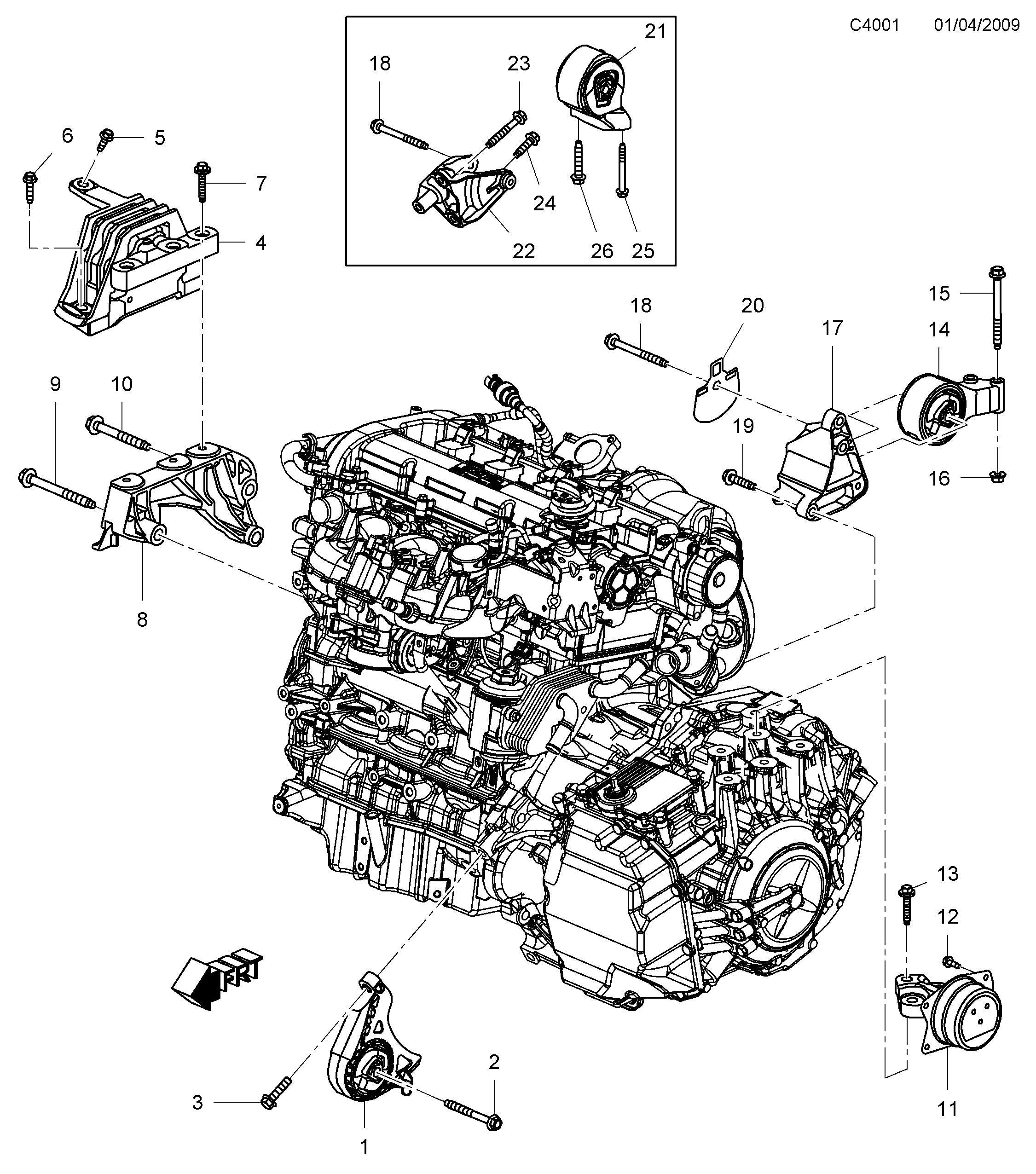 Schéma technique Saab 9-5 (650) 2010 - Section 130 : Short block