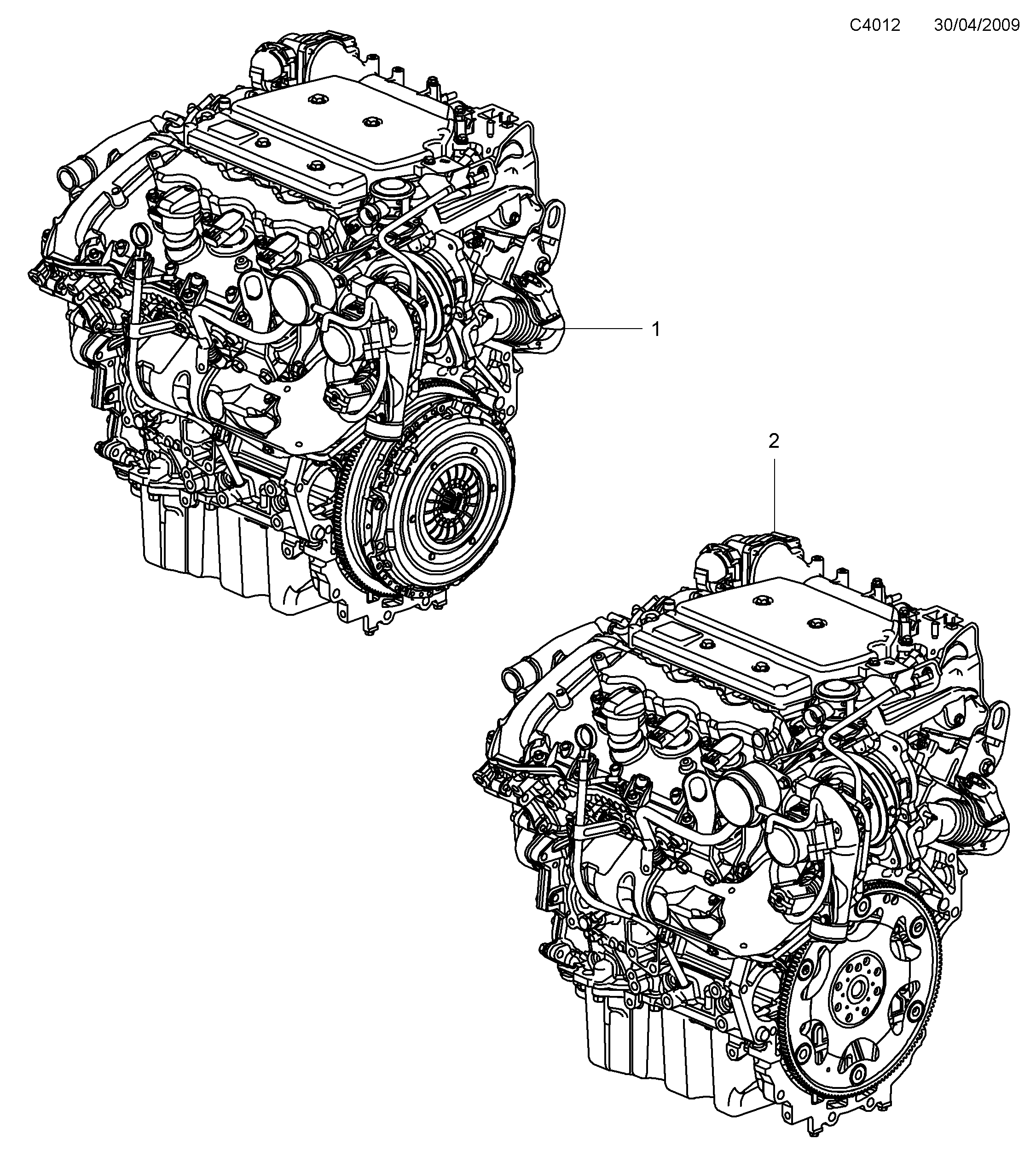 Schéma technique Saab 9-5 (650) 2011 - Section 410 : Corps de moteur