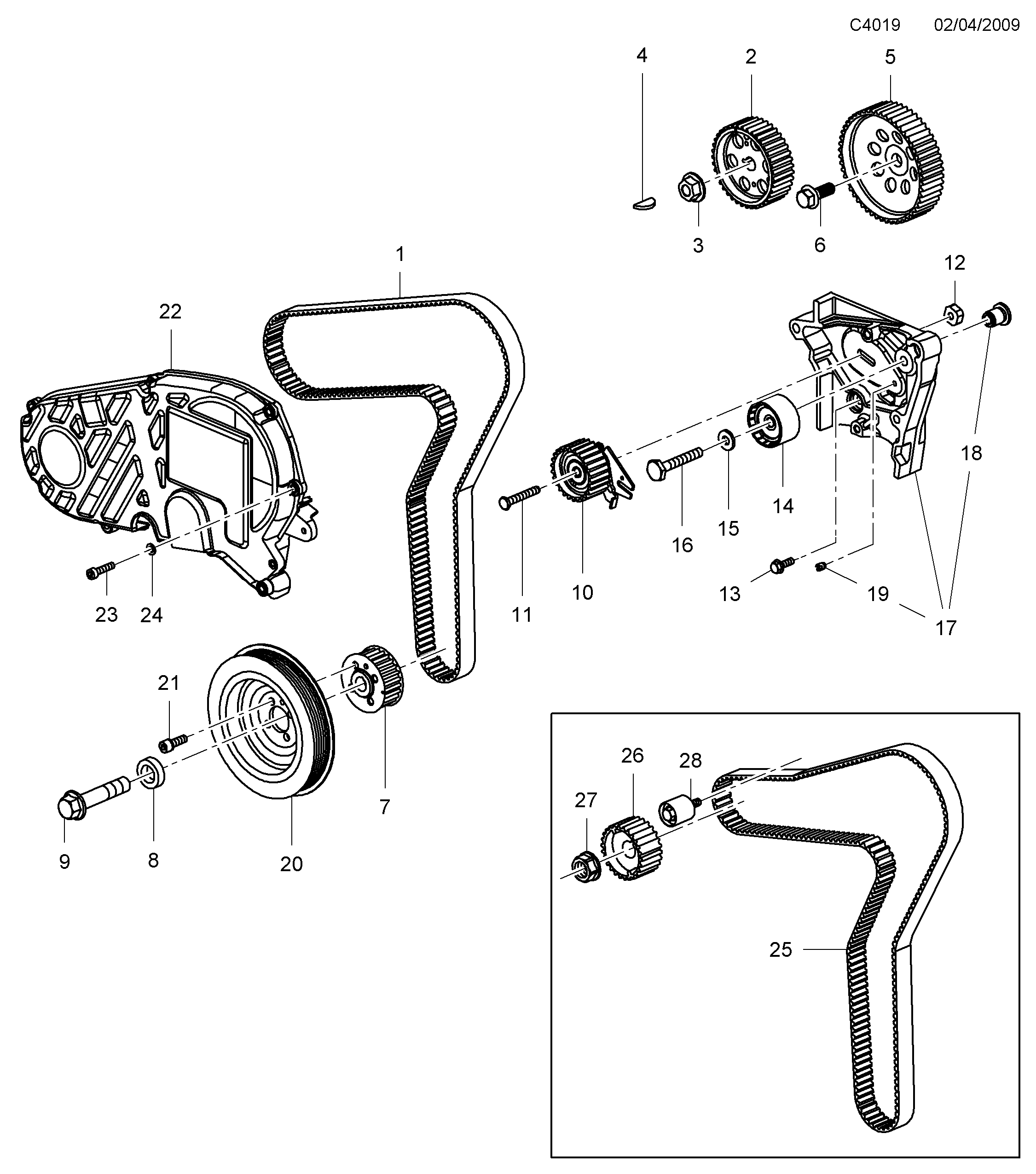 Schéma technique Saab 9-5 (650) 2011 - Section 625 : Corps de moteur