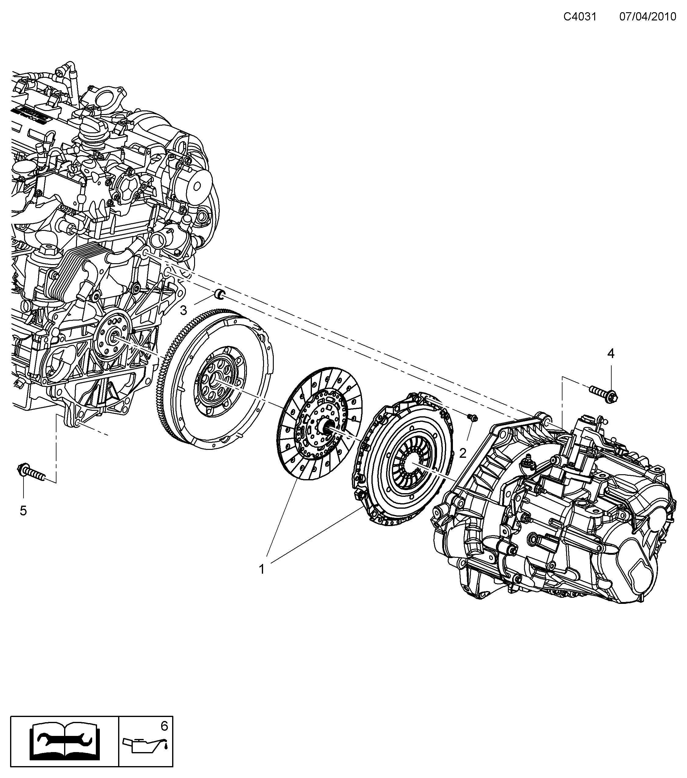 Schéma technique Saab 9-5 (650) 2011 - Section 200 : Embrayage