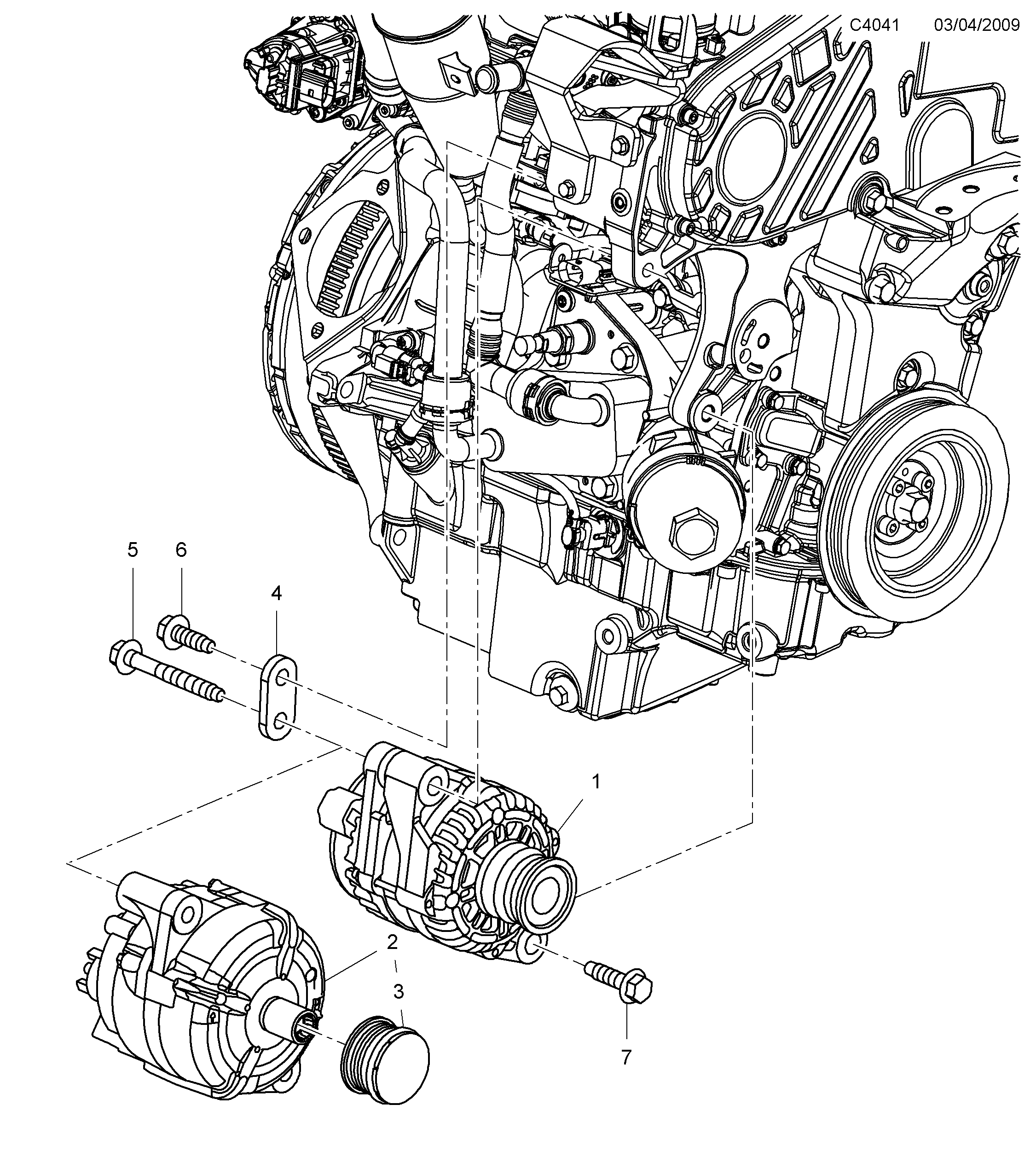 Schéma technique Saab 9-5 (650) 2011 - Section 400 : Generator