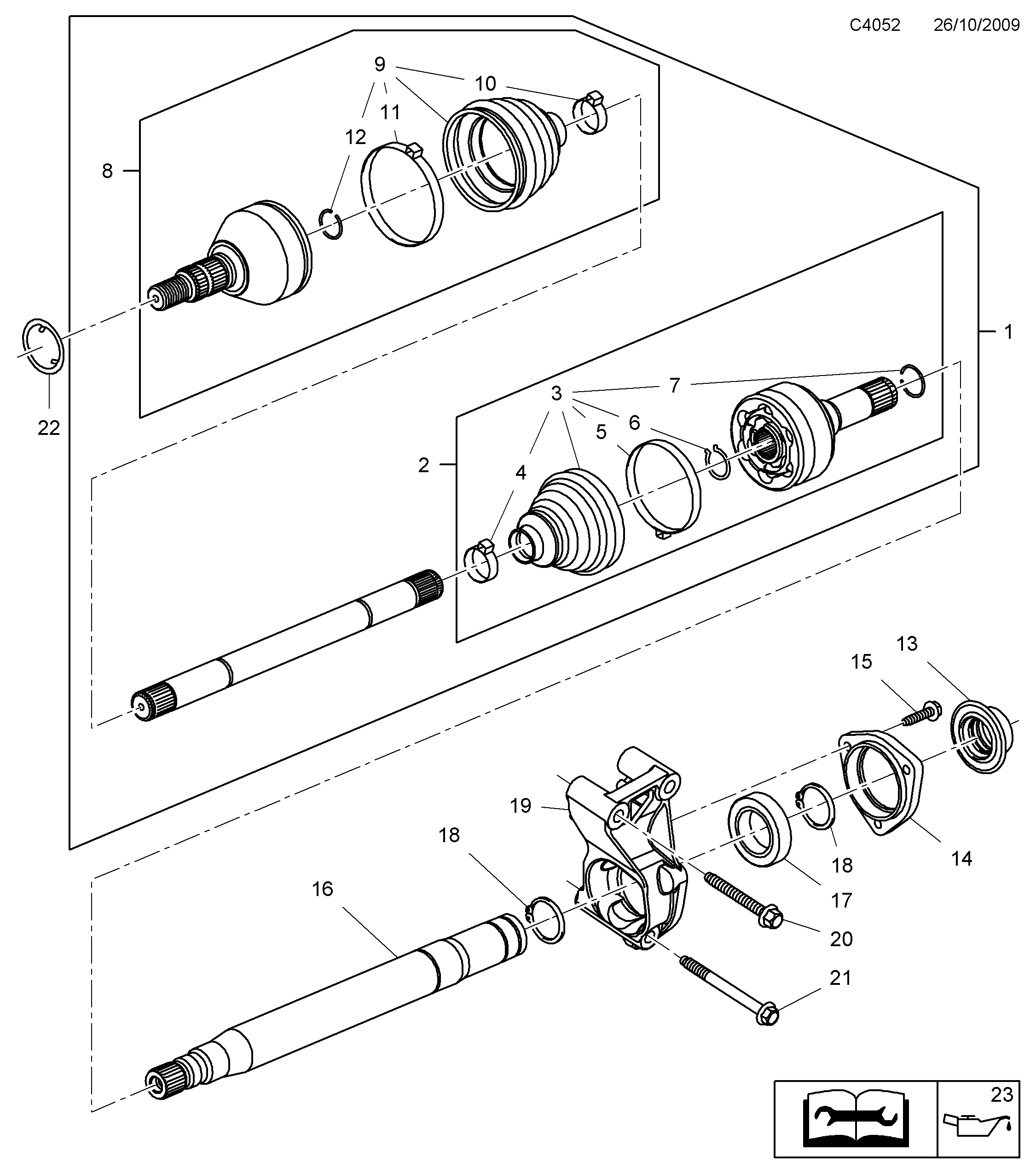 Schéma technique Saab 9-5 (650) 2012 - Section 5000 : Drive shaft