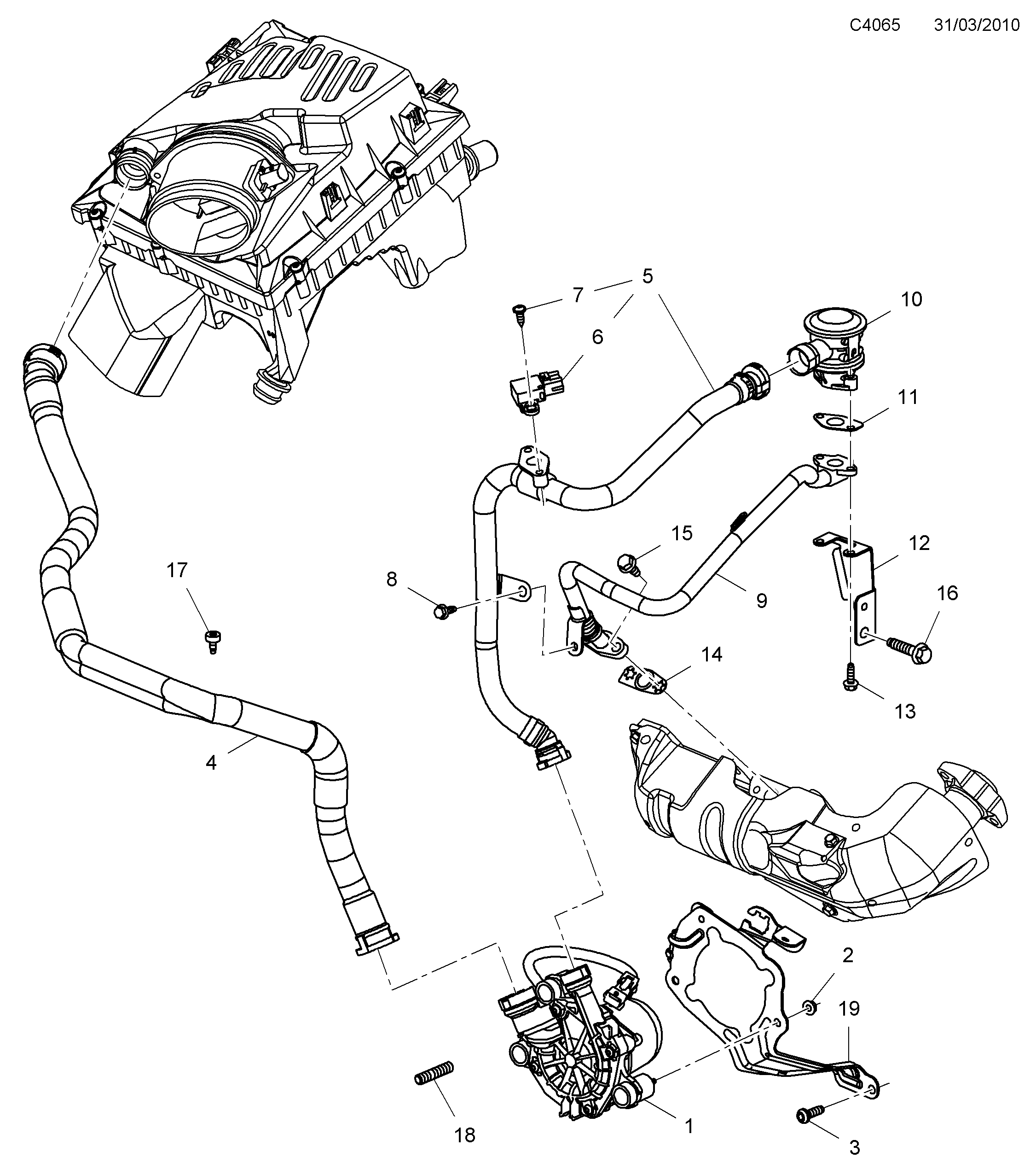 Schéma technique Saab 9-5 (650) 2012 - Section 4300 : Système d'admission et d'échappement