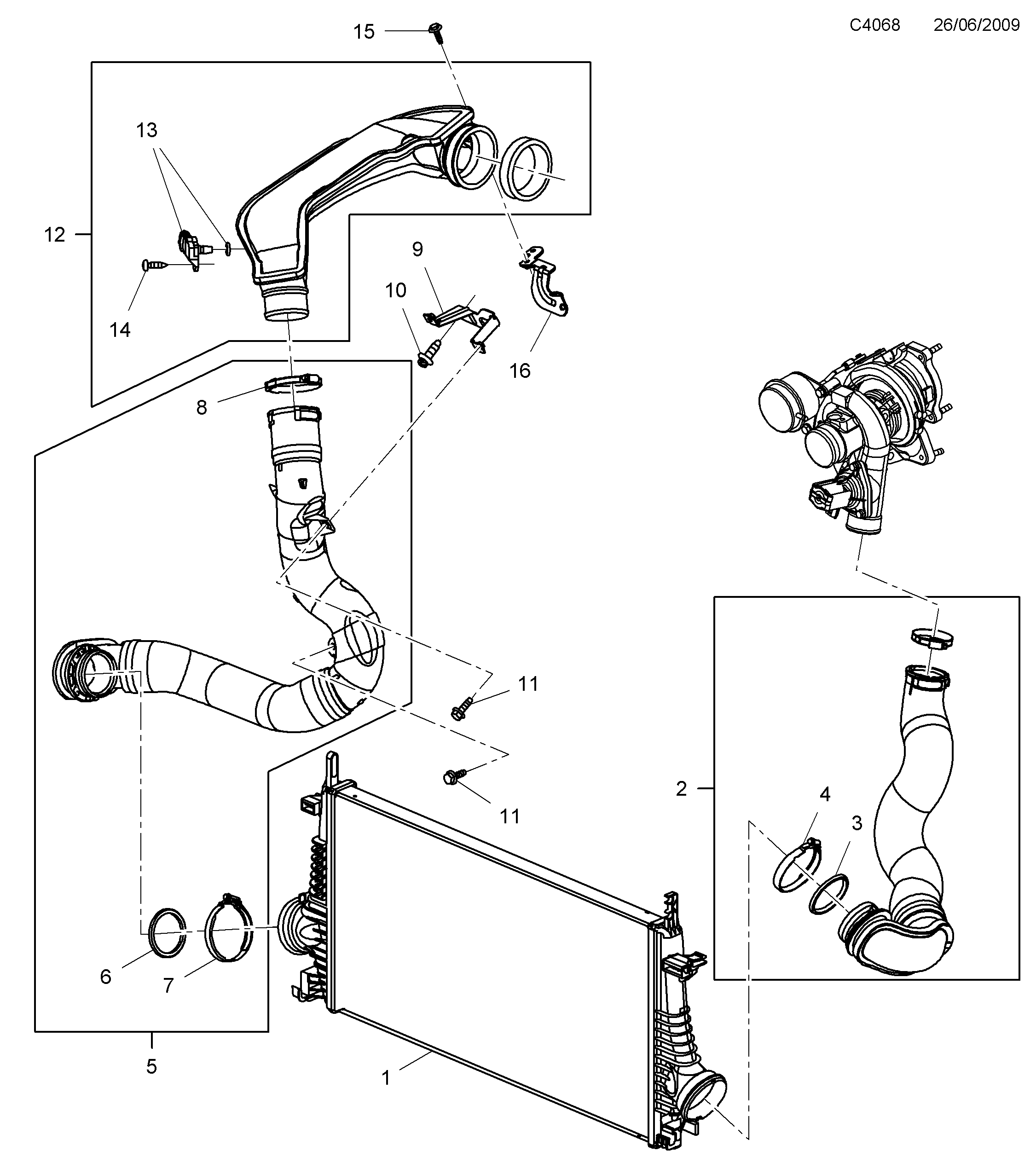 Schéma technique Saab 9-5 (650) 2012 - Section 5550 : Cooling system