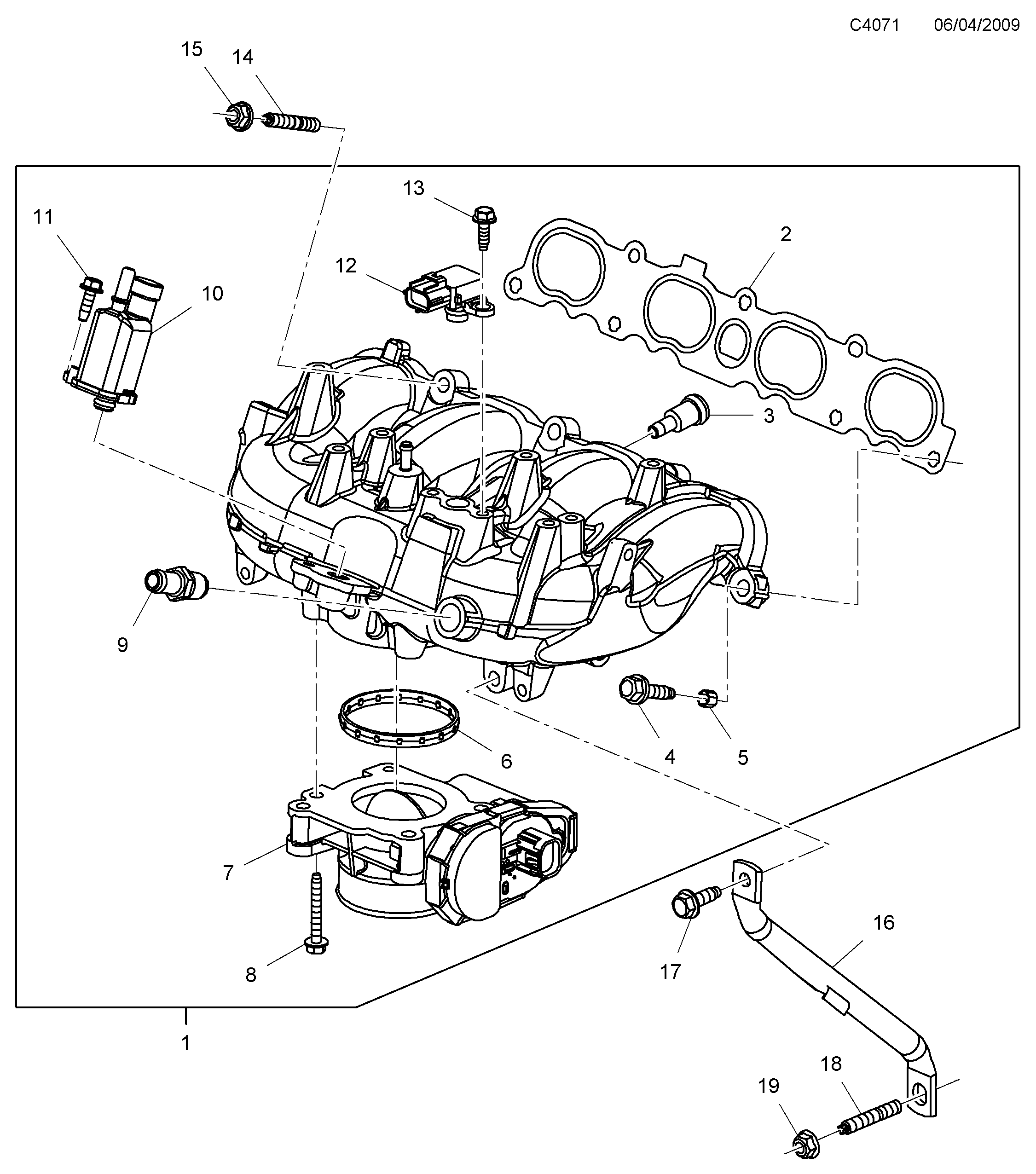Schéma technique Saab 9-5 (650) 2010 - Section 4000 : Intake and exhaust system