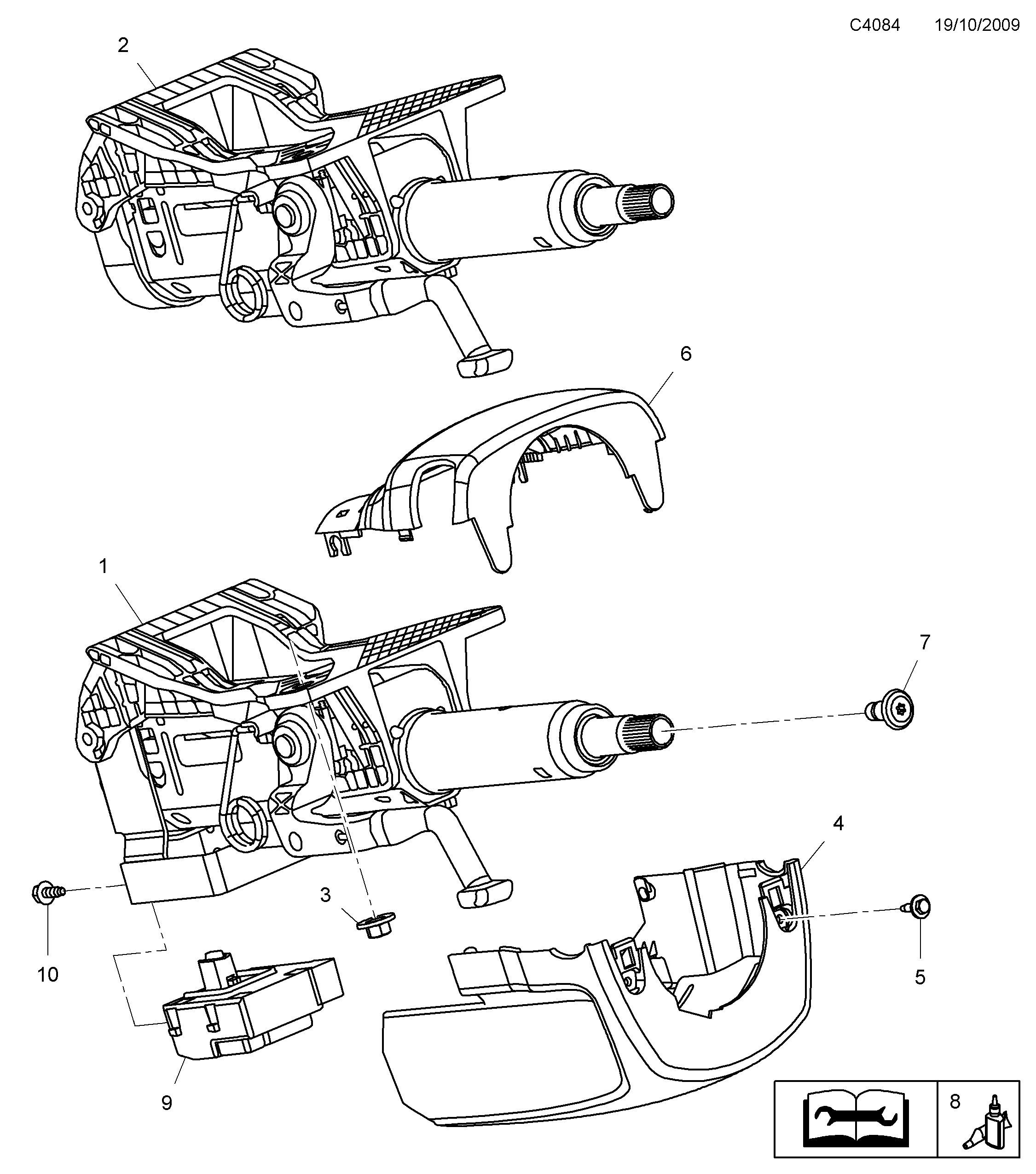 Schéma technique Saab 9-5 (650) 2011 - Section 2000 : Direction