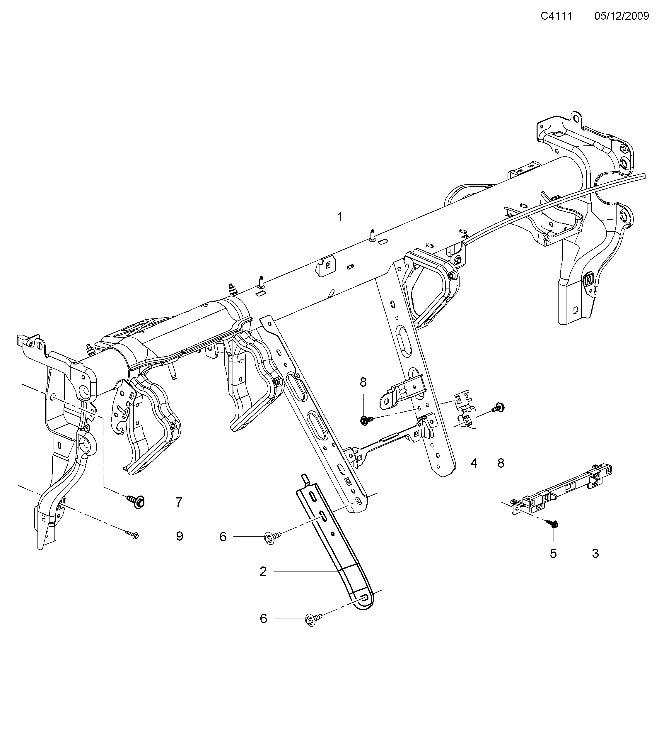 Schéma technique Saab 9-5 (650) 2010 - Section 250 : Приборная панель