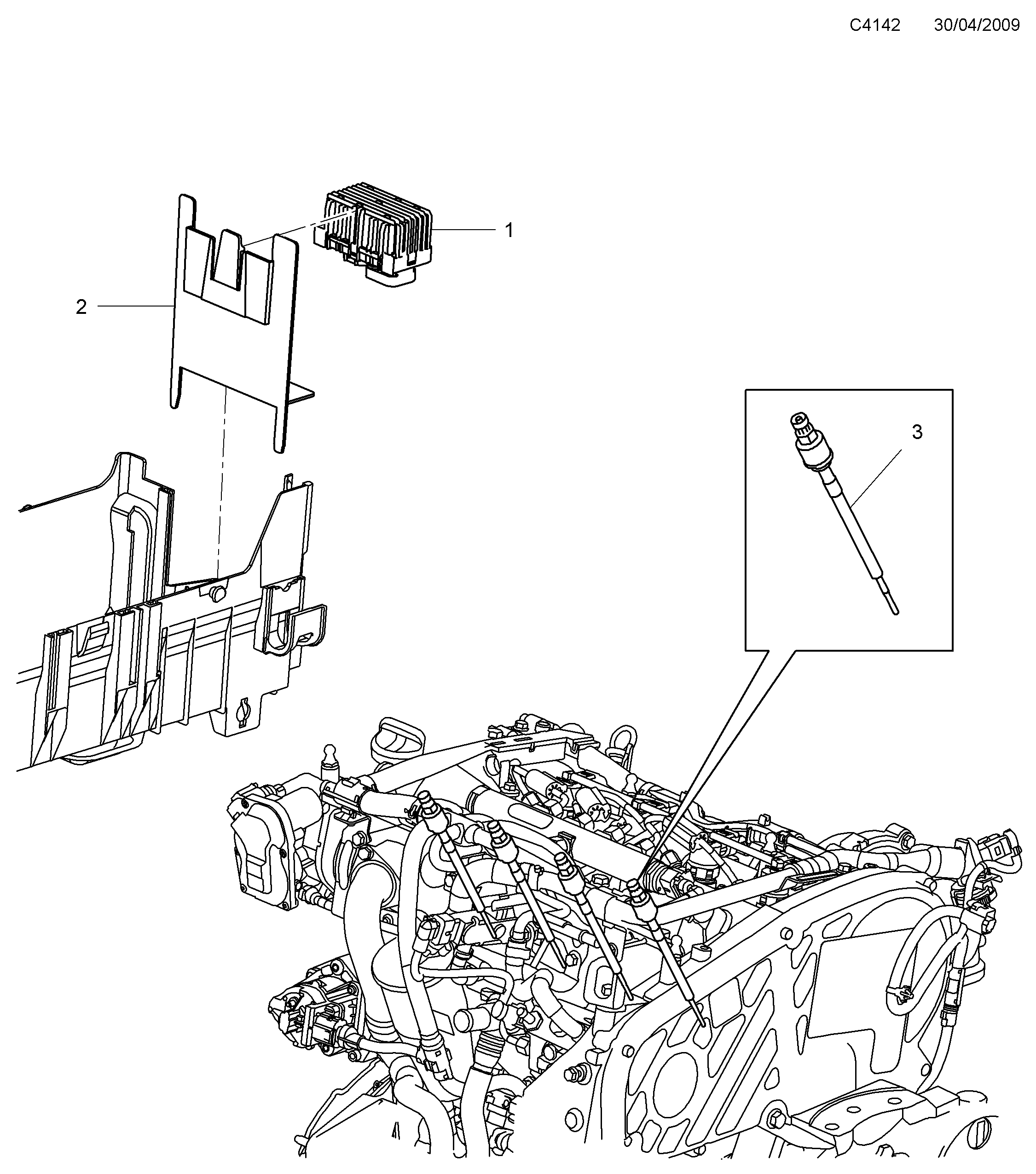 Schéma technique Saab 9-5 (650) 2011 - Section 1000 : Ignition system