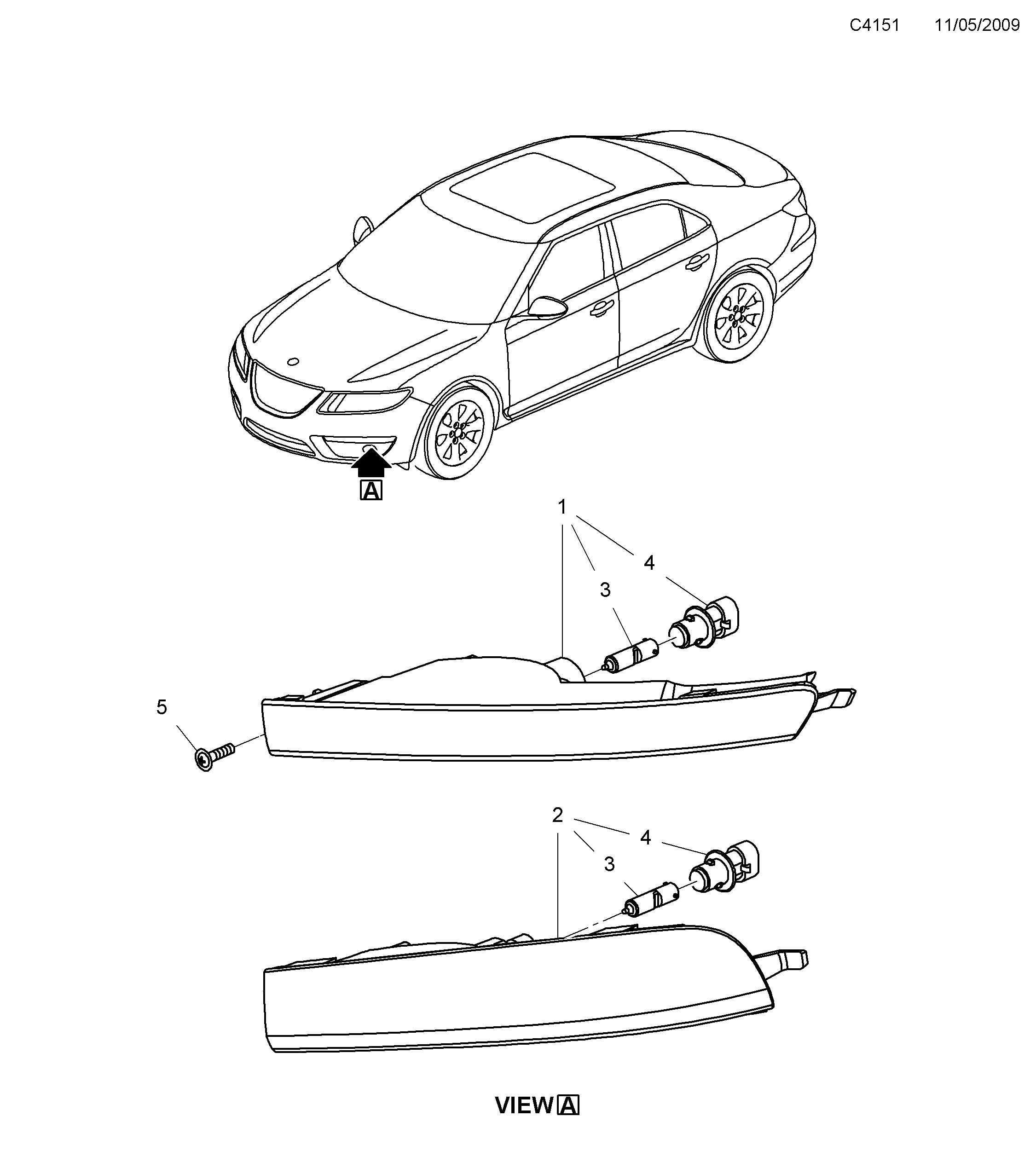 Schéma technique Saab 9-5 (650) 2012 - Section 2100 : Eclairage