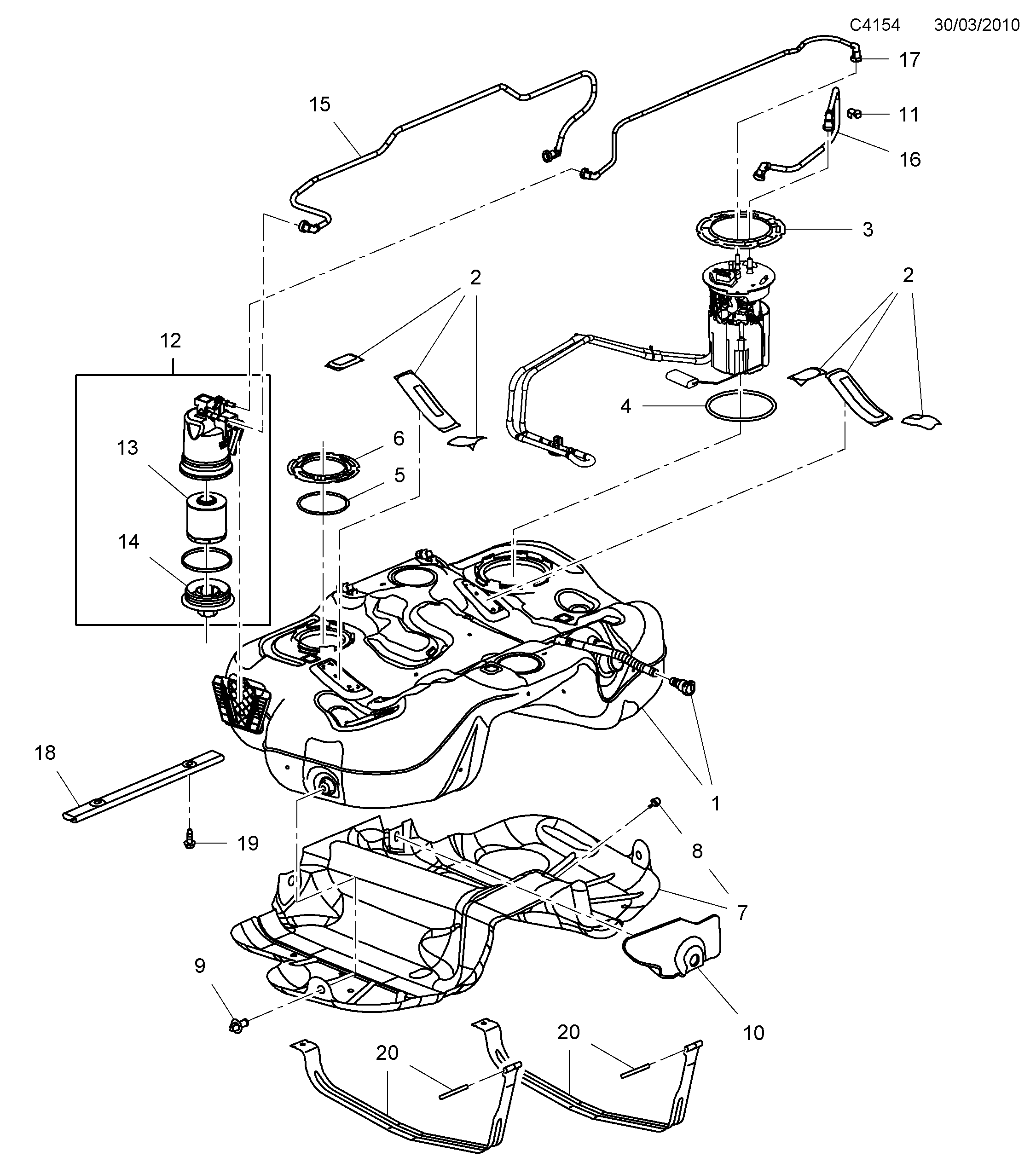 Schéma technique Saab 9-5 (650) 2011 - Section 2150 : Fuel system