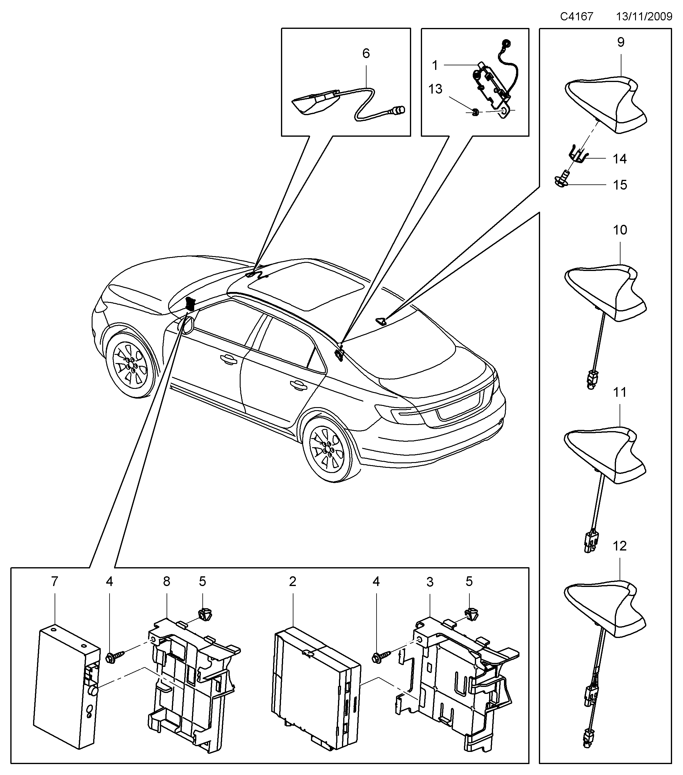 Schéma technique Saab 9-5 (650) 2012 - Section 3200 : Autre équipement électrique