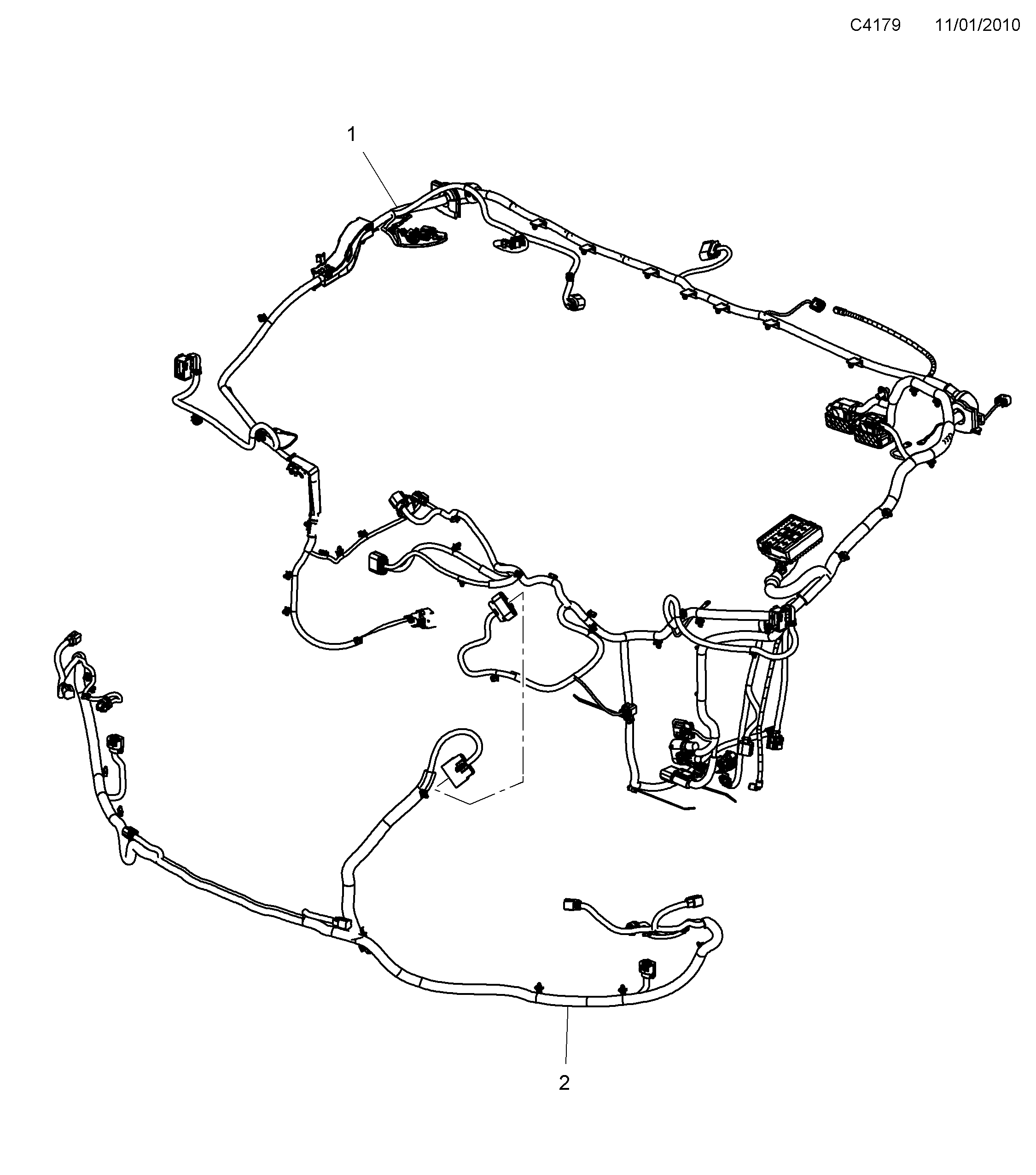 Schéma technique Saab 9-5 (650) 2011 - Section 4400 : Conduites et fusibles
