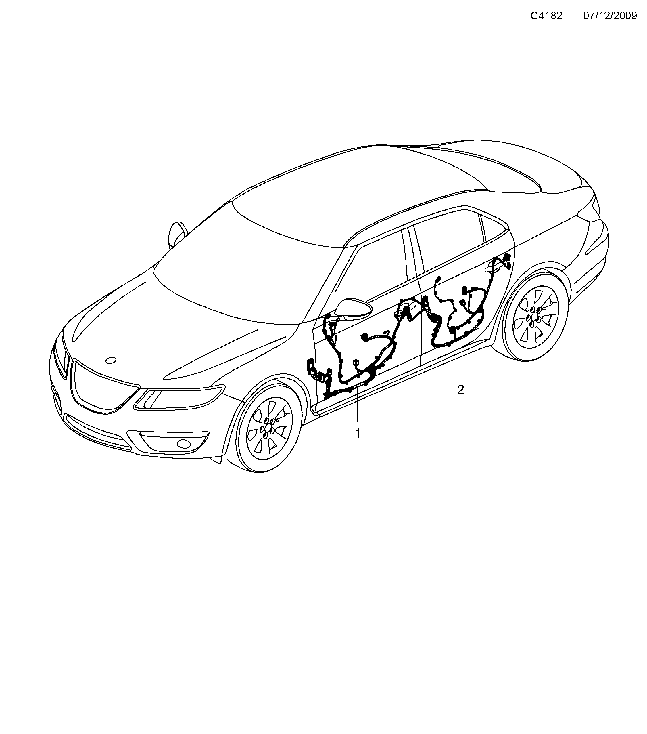 Schéma technique Saab 9-5 (650) 2011 - Section 4700 : Conduites et fusibles