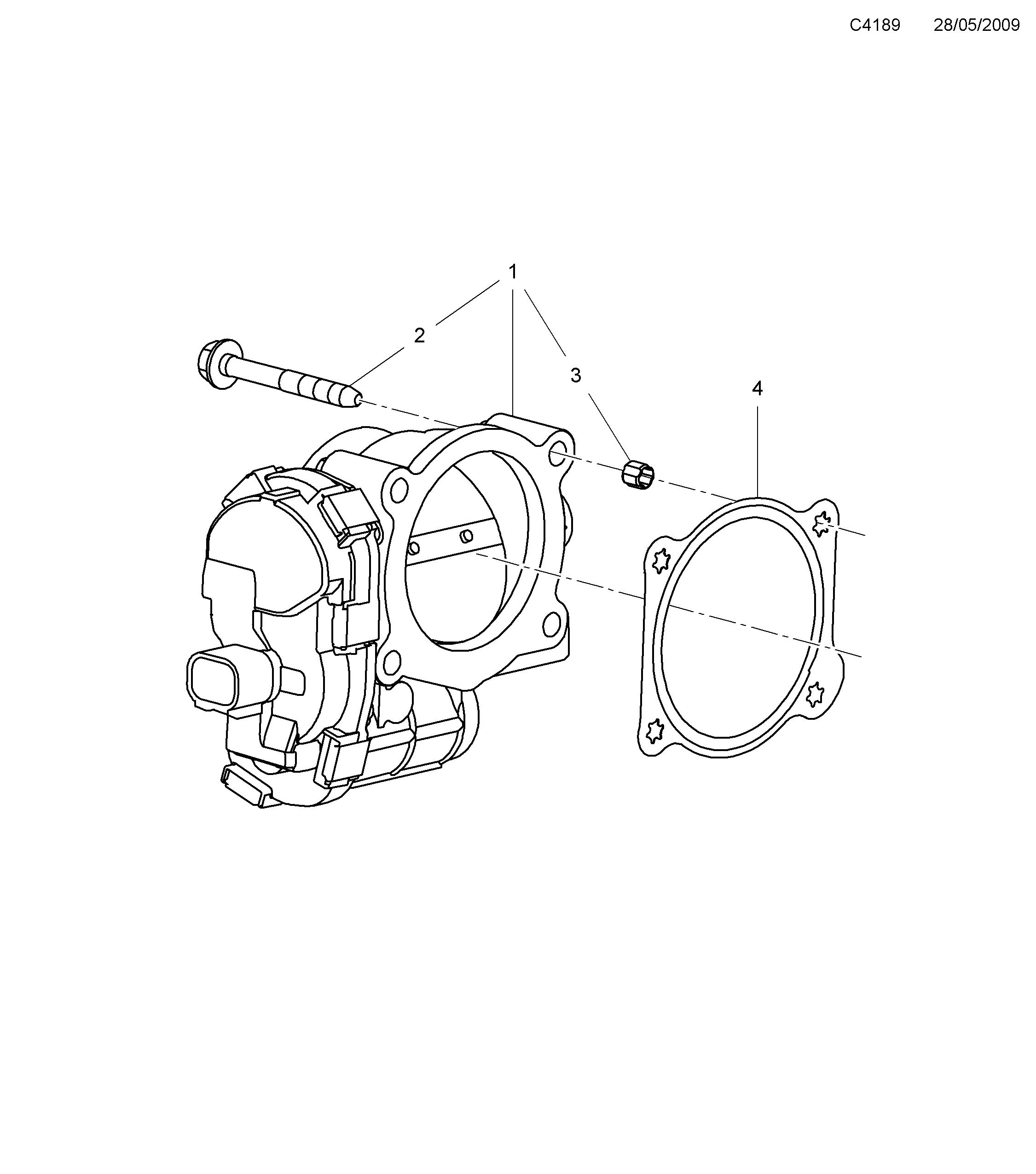 Schéma technique Saab 9-5 (650) 2010 - Section 4100 : Впускная система и выхлопная система