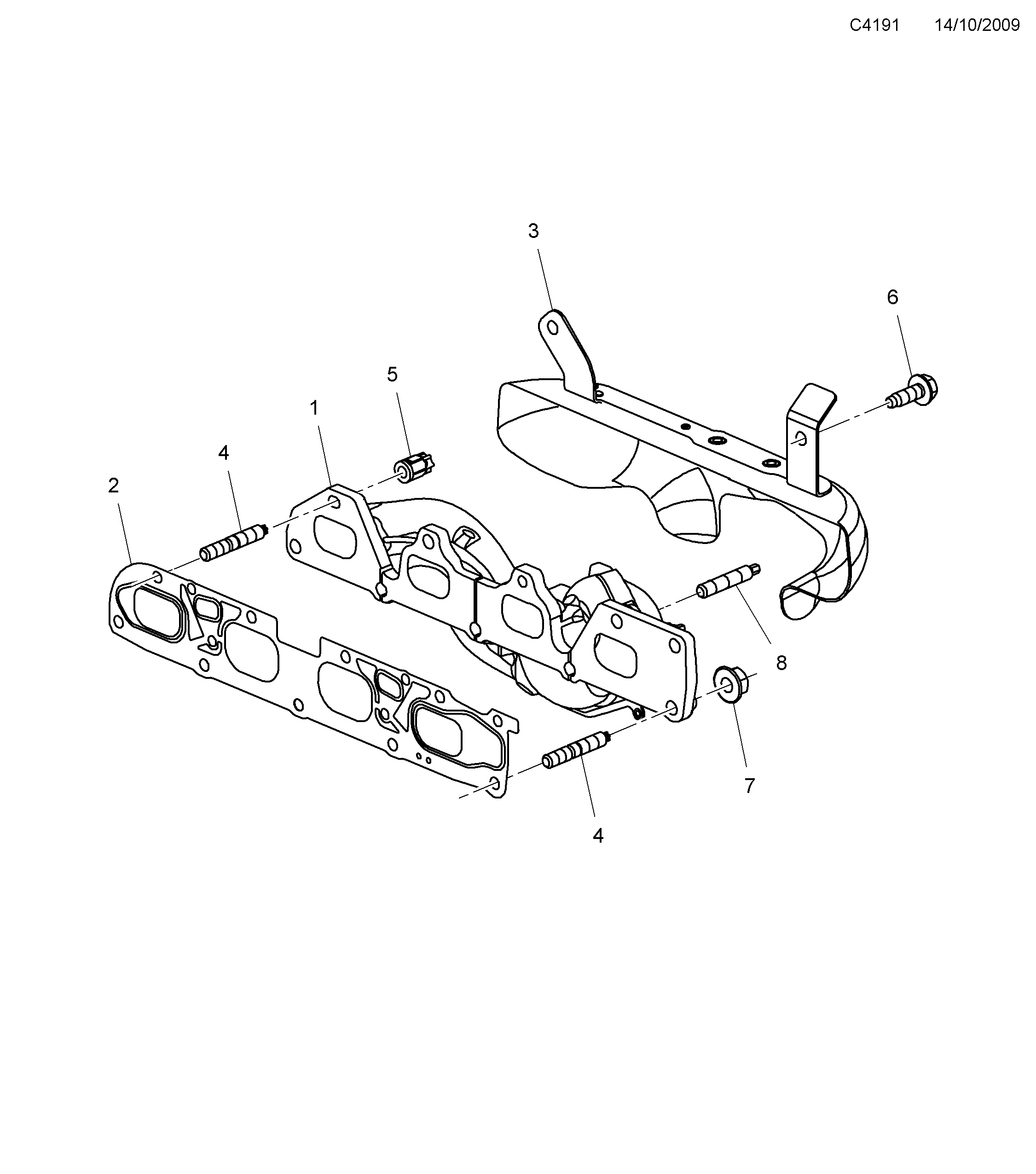 Schéma technique Saab 9-5 (650) 2011 - Section 4200 : Intake and exhaust system