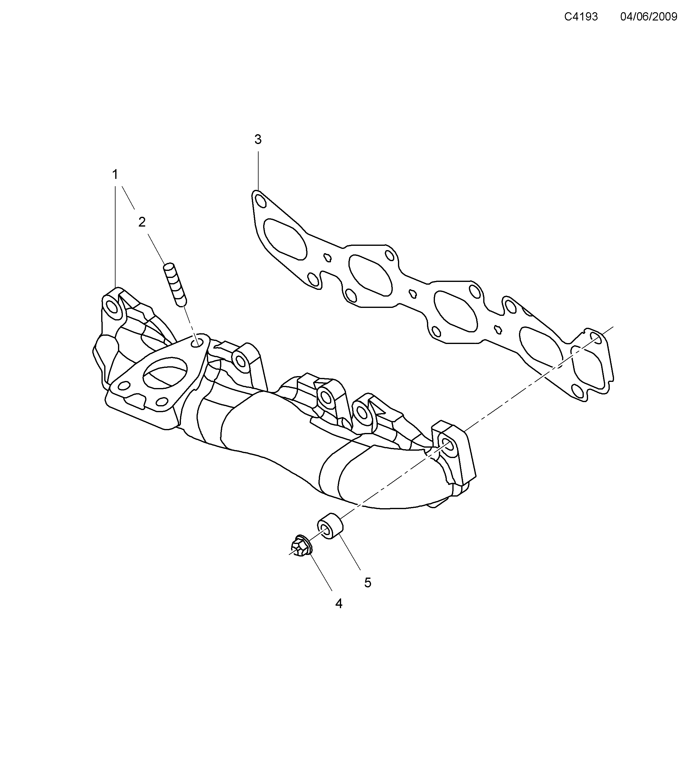Schéma technique Saab 9-5 (650) 2012 - Section 4250 : Intake and exhaust system