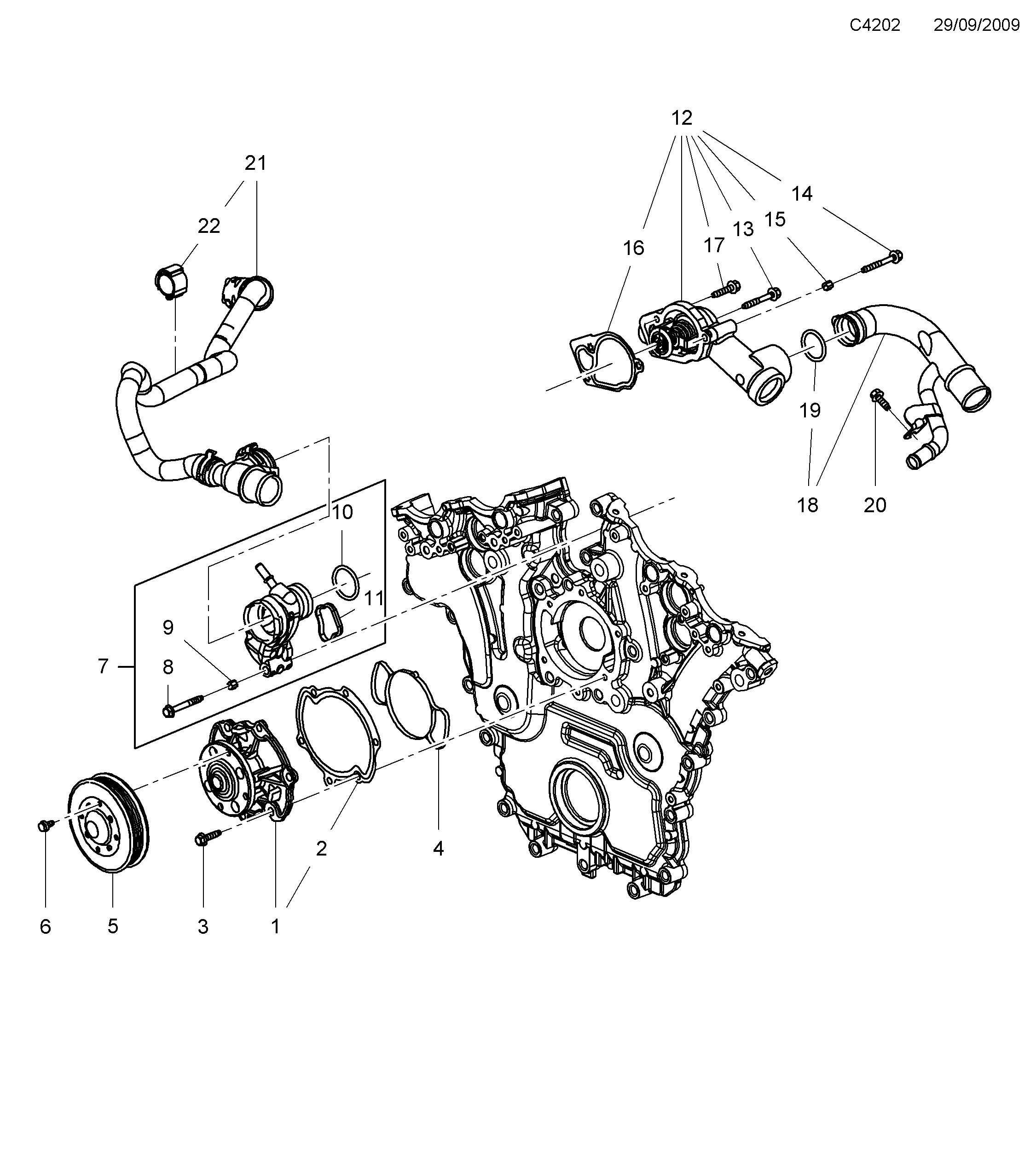 Schéma technique Saab 9-5 (650) 2010 - Section 5810 : Cooling system