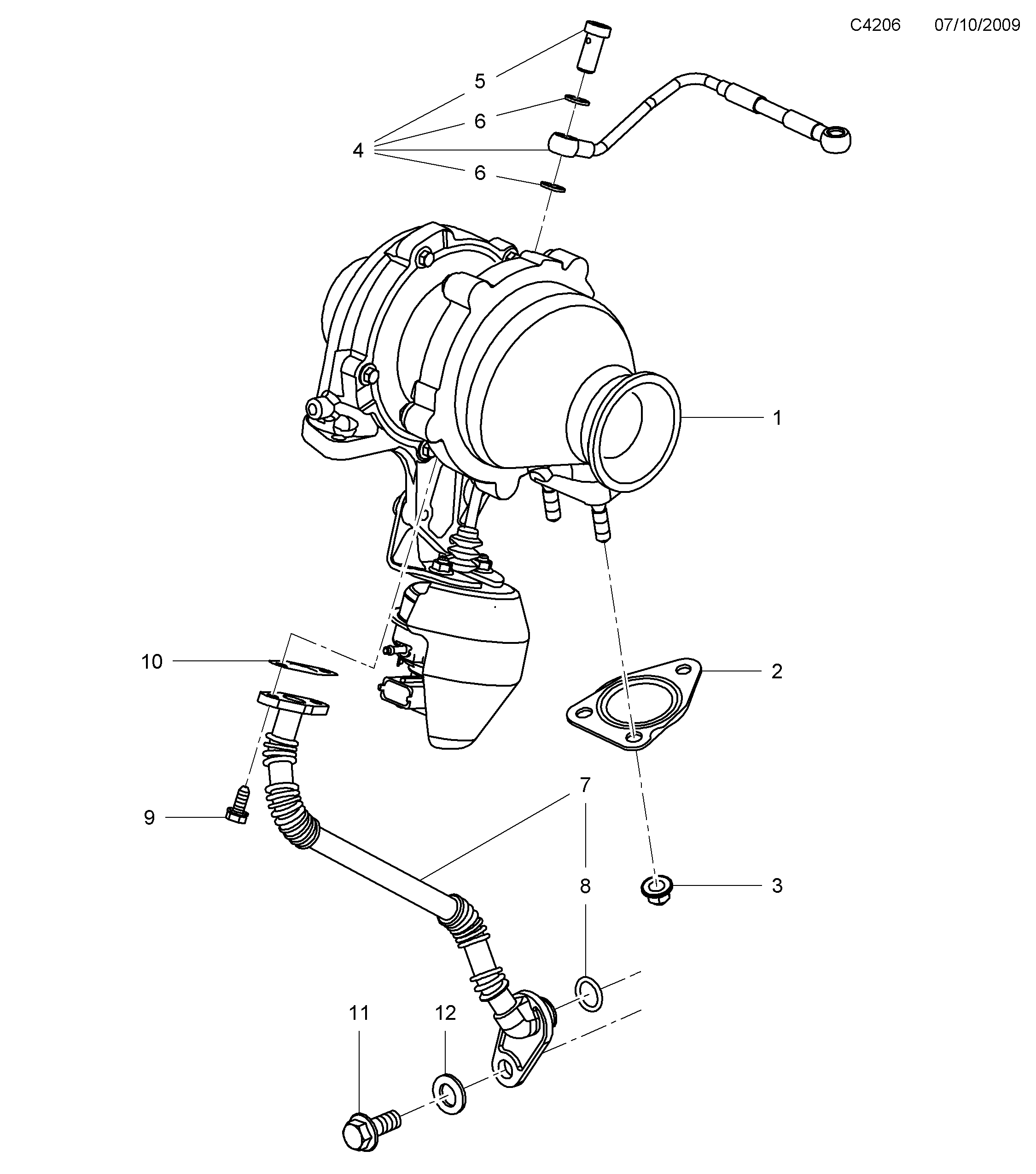 Schéma technique Saab 9-5 (650) 2010 - Section 7050 : Système de suralimentation