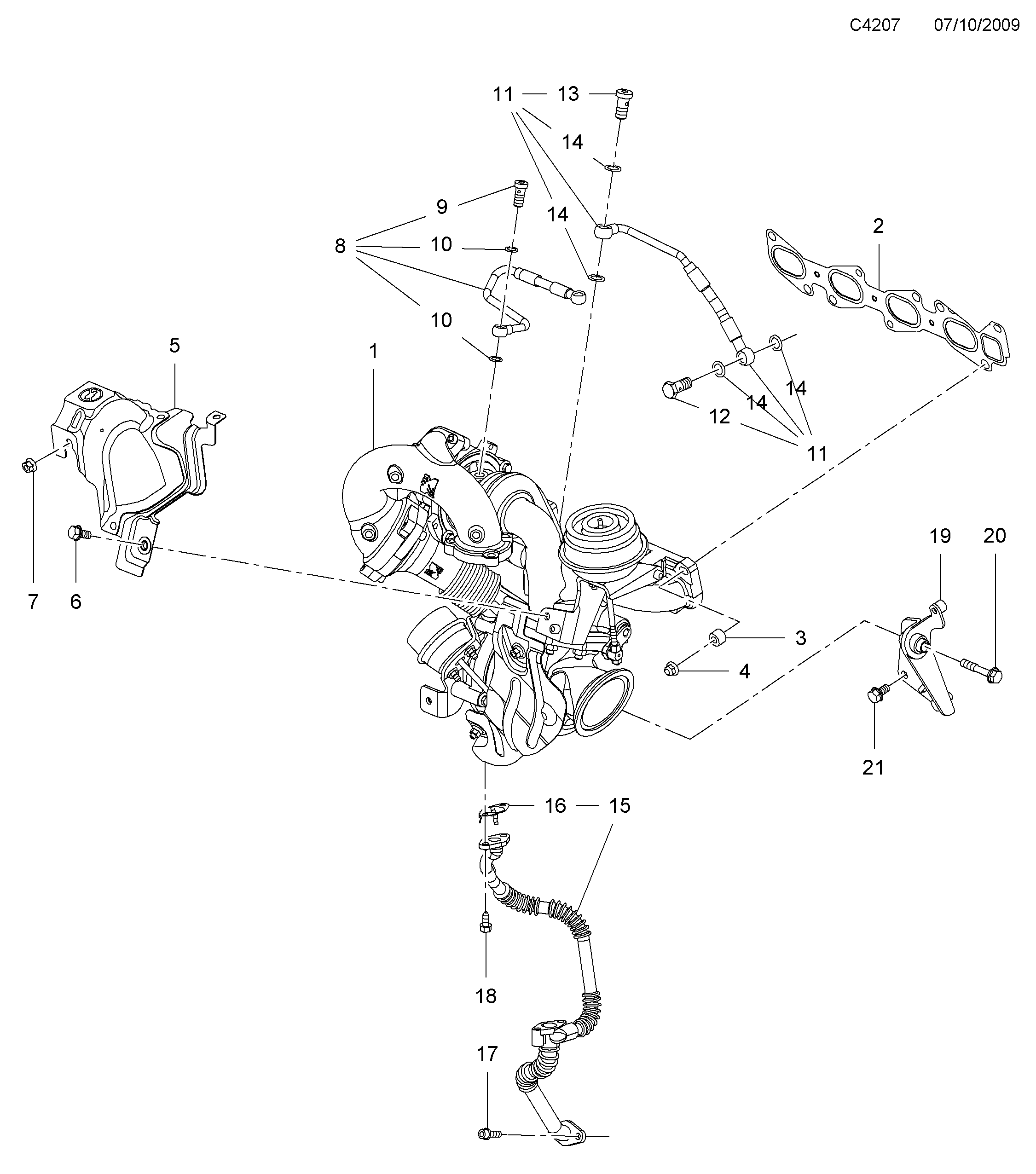 Schéma technique Saab 9-5 (650) 2012 - Section 7100 : Система наддува