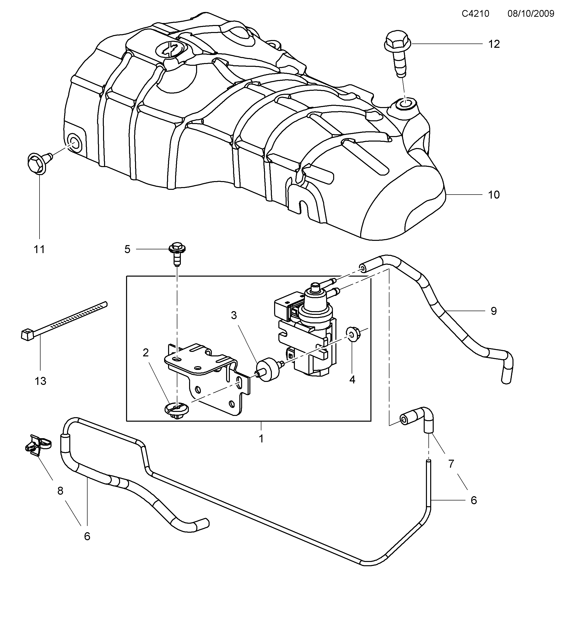 Schéma technique Saab 9-5 (650) 2011 - Section 8020 : Système de suralimentation