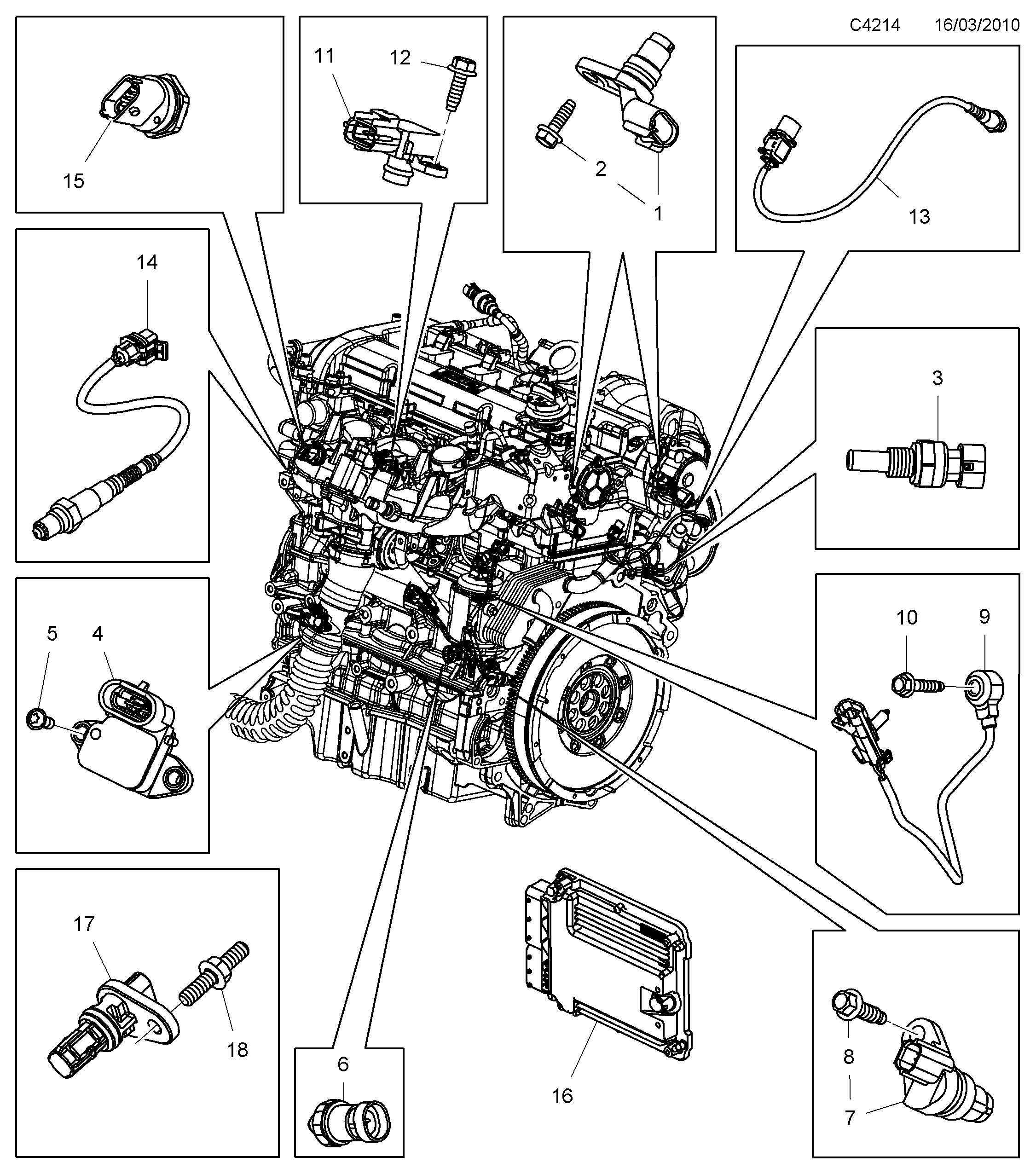 Schéma technique Saab 9-5 (650) 2010 - Section 4800 : Впускная система и выхлопная система