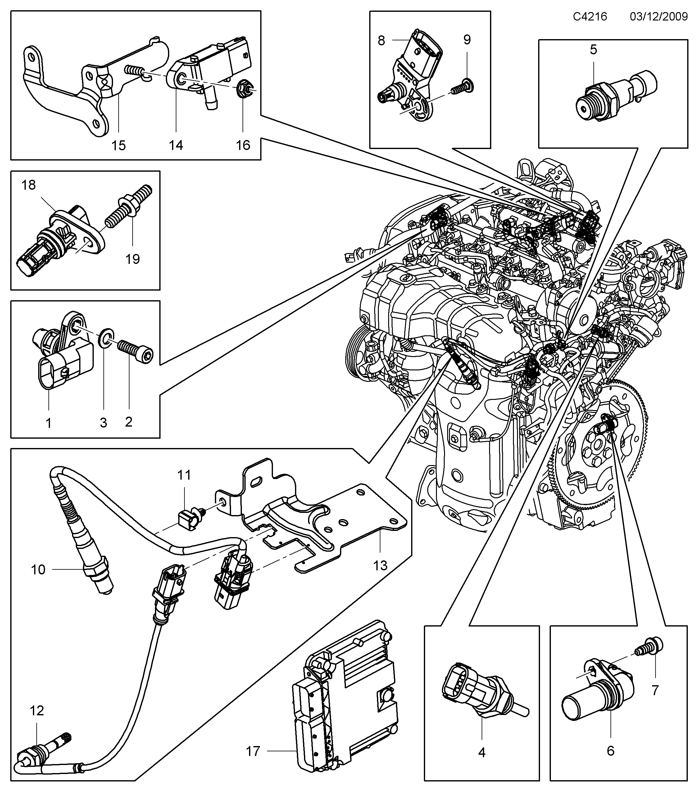 Schéma technique Saab 9-5 (650) 2011 - Section 4850 : Впускная система и выхлопная система