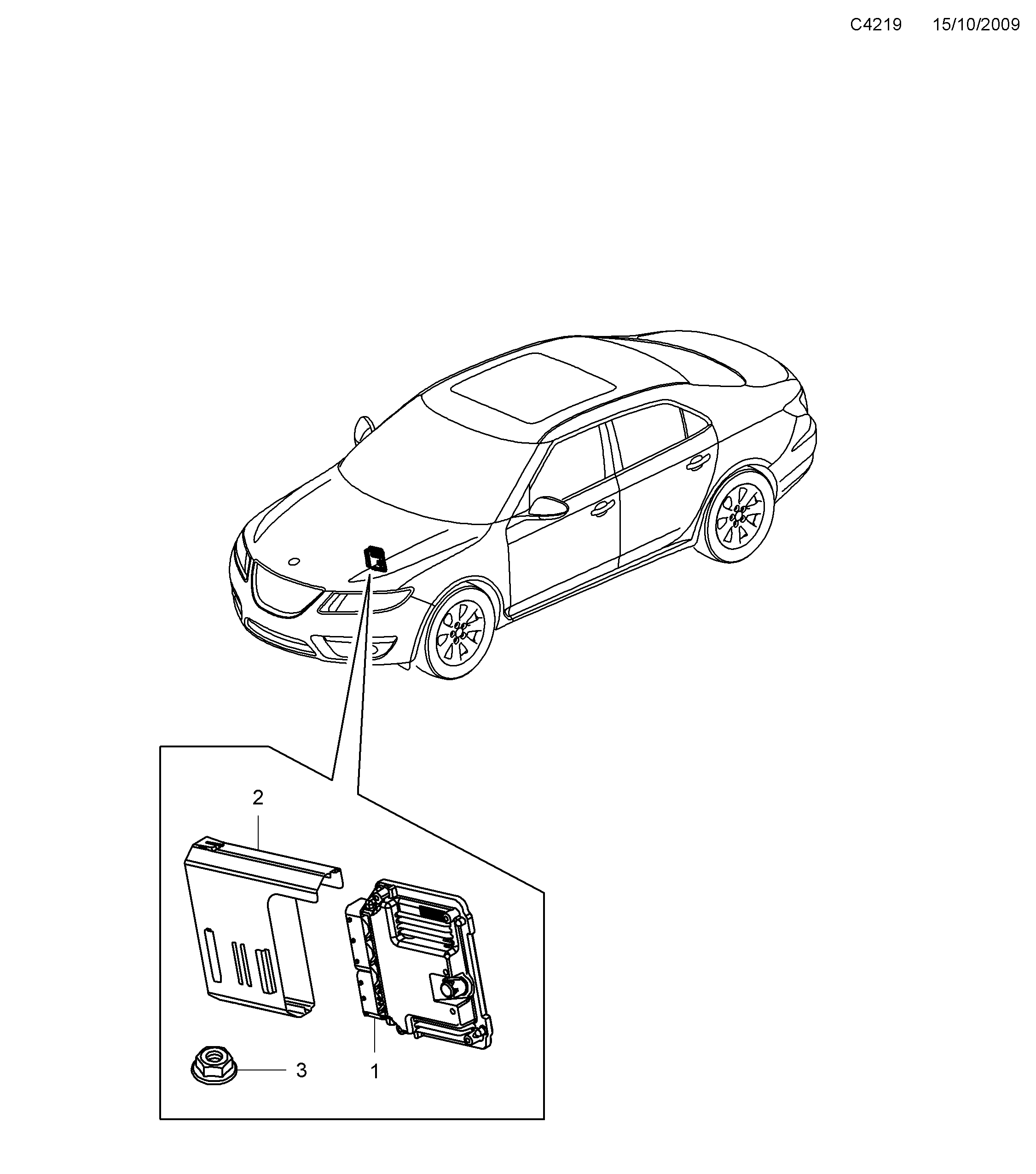 Schéma technique Saab 9-5 (650) 2012 - Section 3650 : Système de carburant