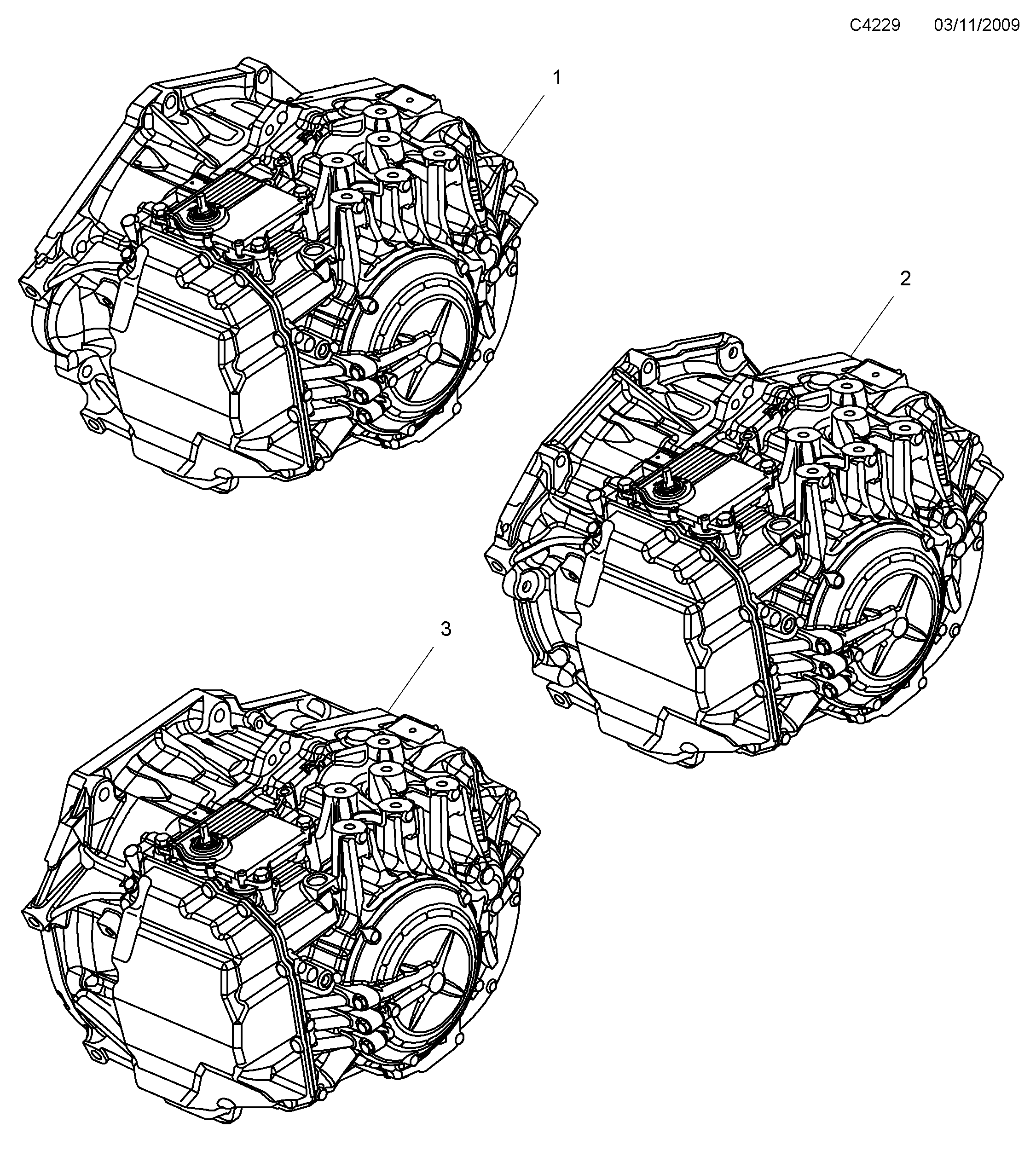 Schéma technique Saab 9-5 (650) 2012 - Section 6050 : Gear box assembly