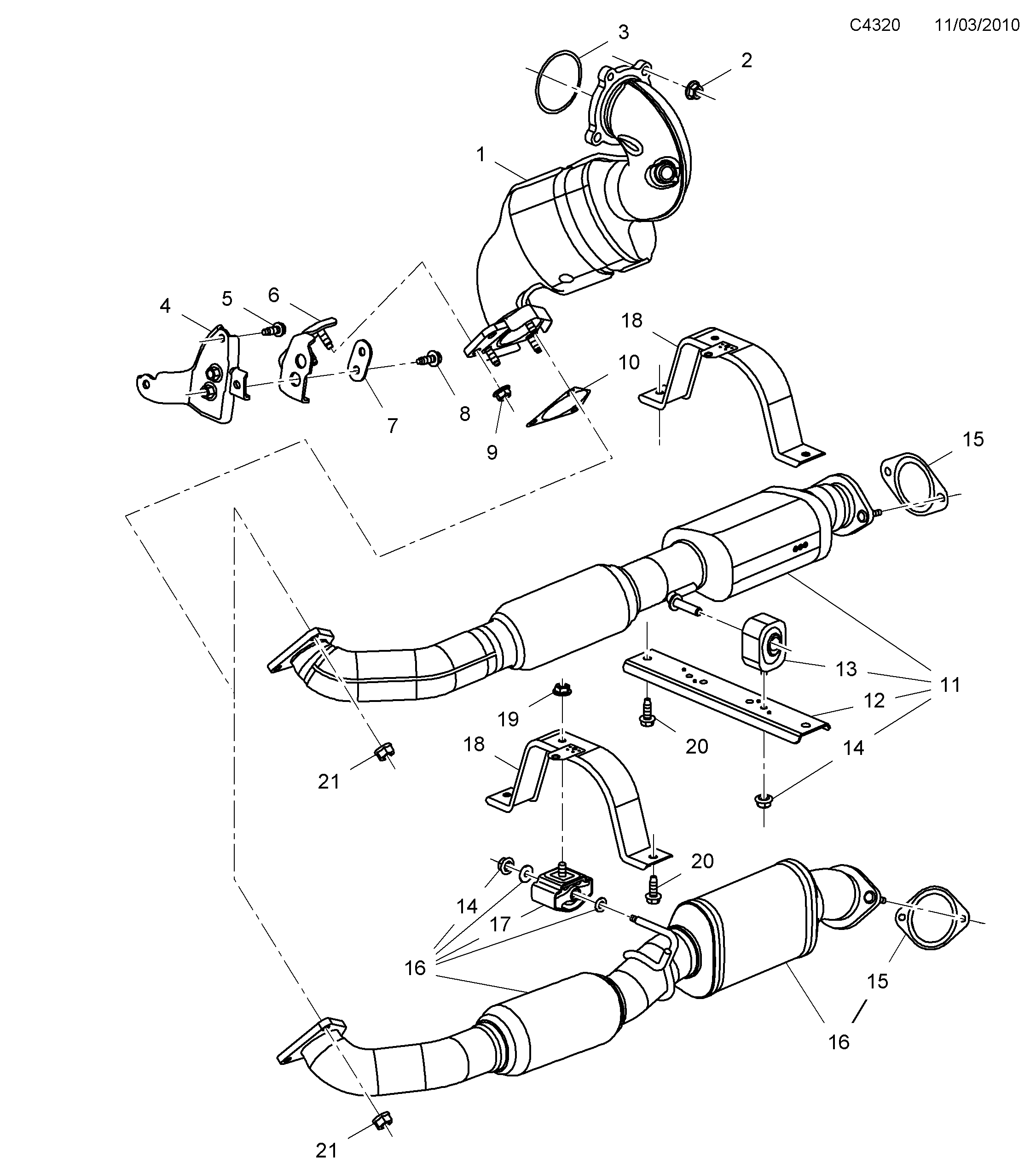 Schéma technique Saab 9-5 (650) 2011 - Section 4600 : Système d'admission et d'échappement