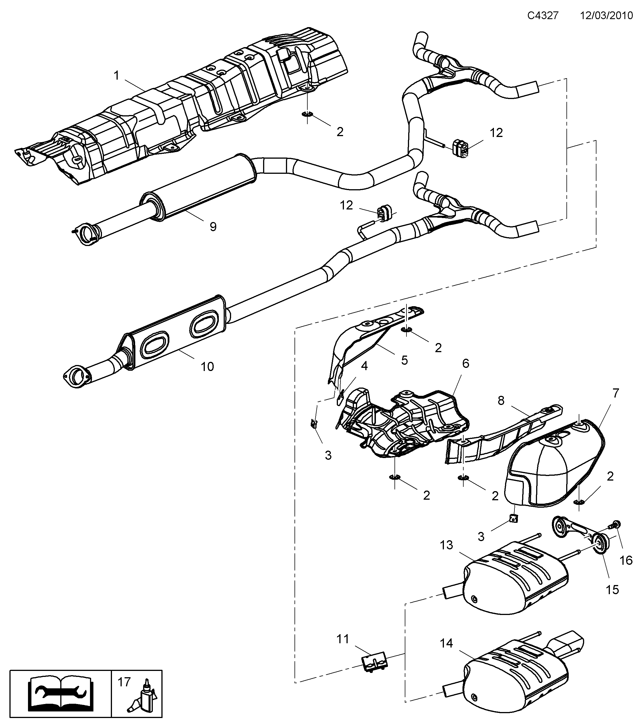 Schéma technique Saab 9-5 (650) 2012 - Section 4605 : Intake and exhaust system