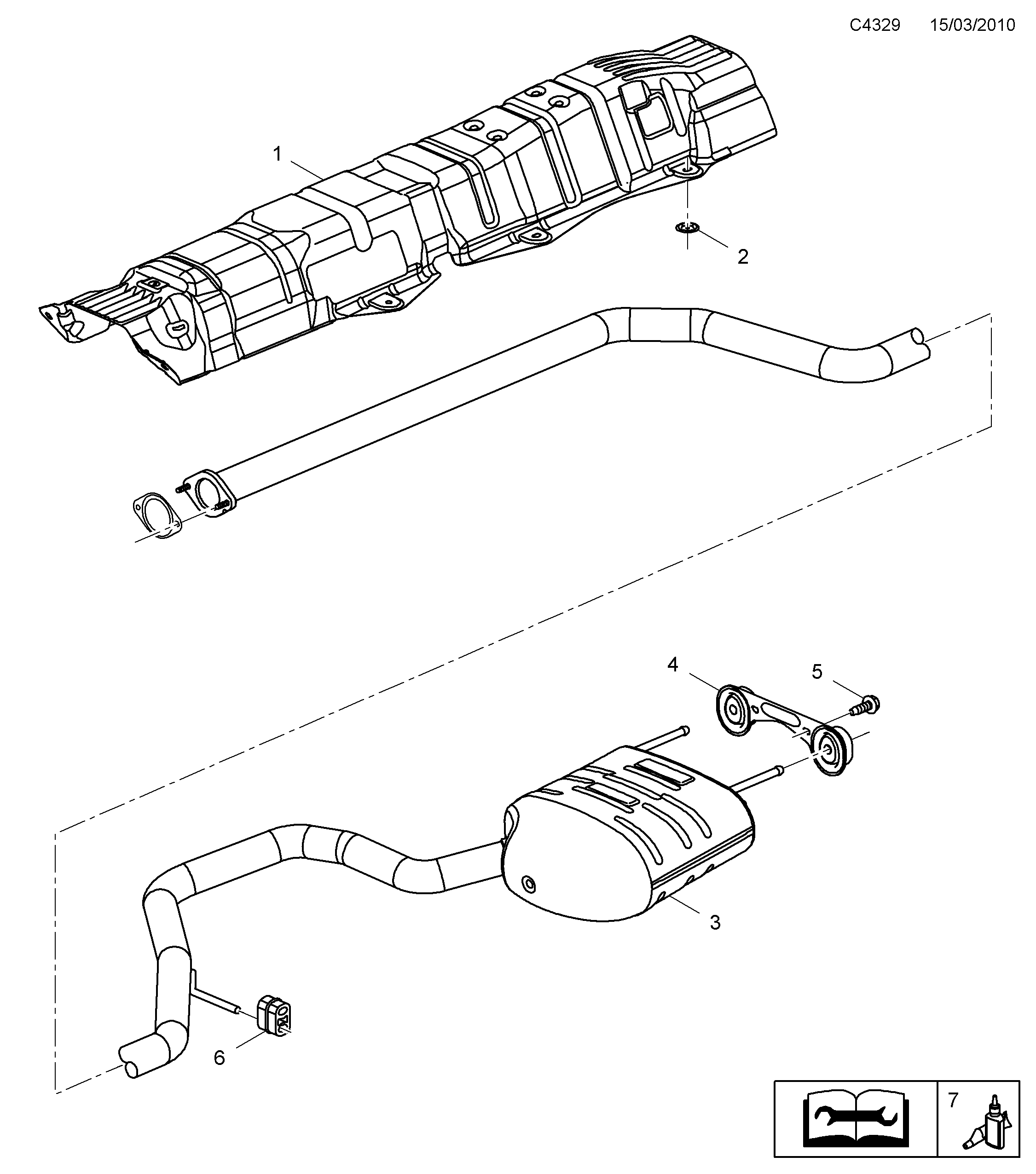Schéma technique Saab 9-5 (650) 2010 - Section 4630 : Système d'admission et d'échappement