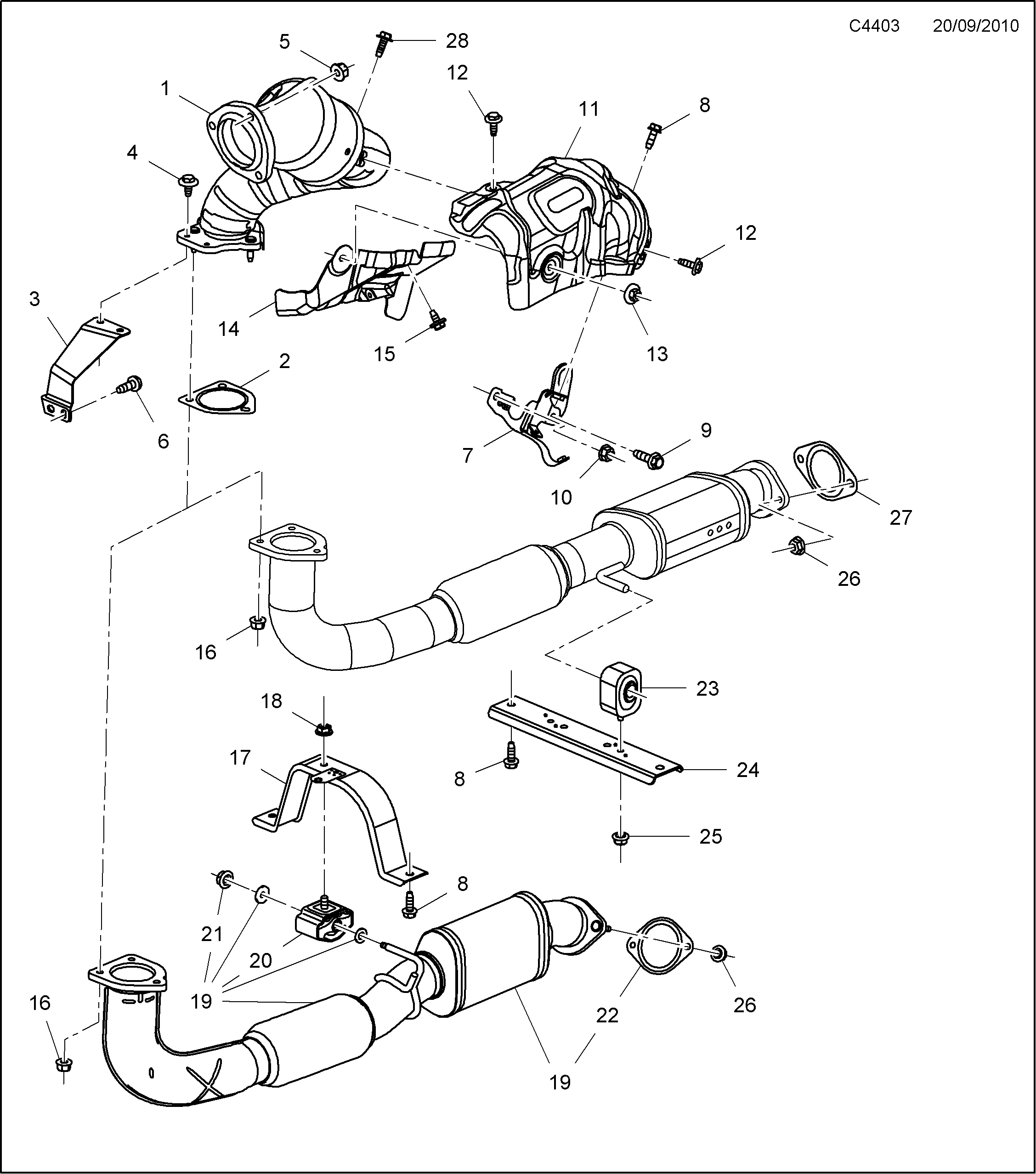 Schéma technique Saab 9-5 (650) 2011 - Section 4610 : Système d'admission et d'échappement