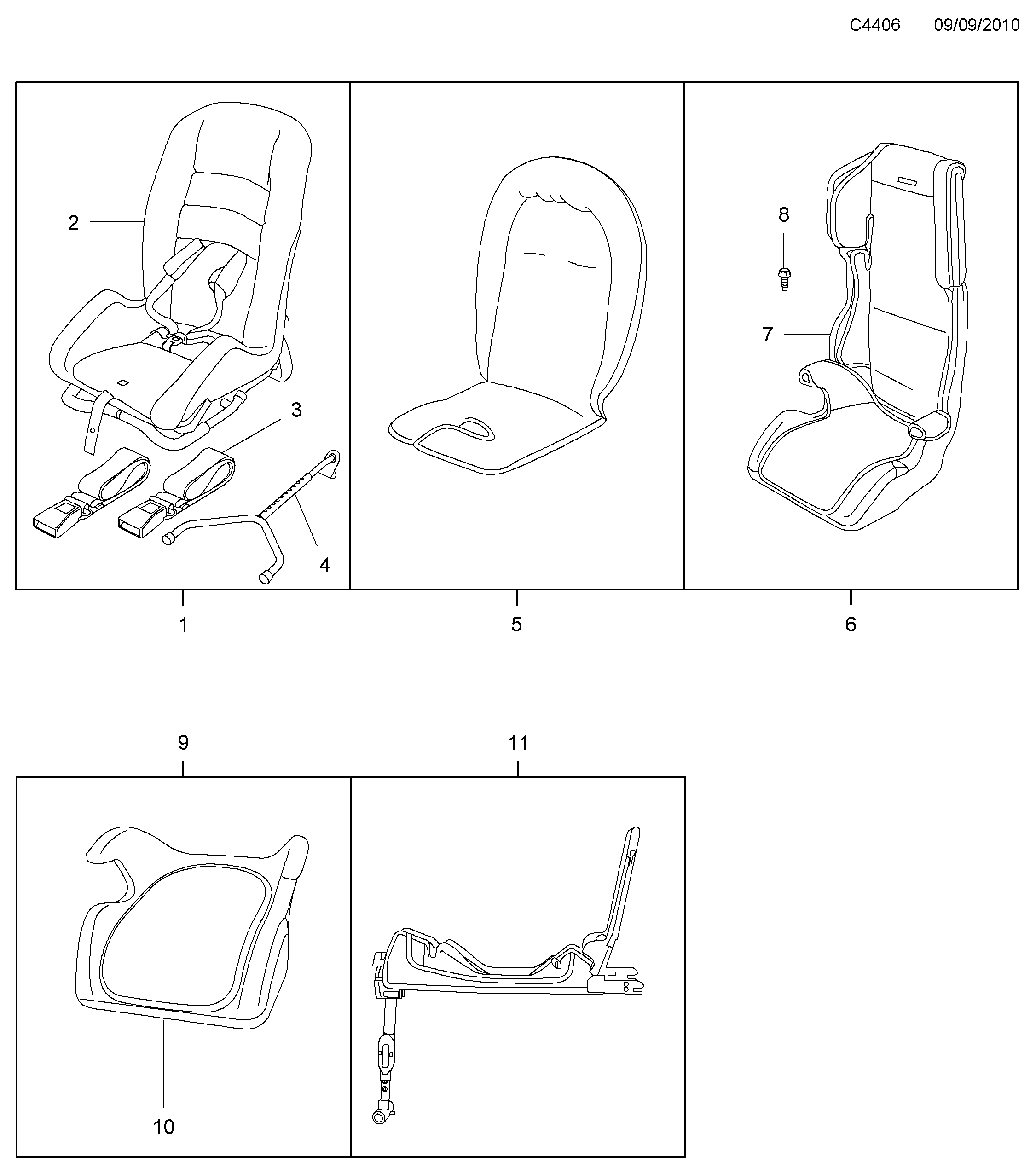 Schéma technique Saab 9-3 (9440) 2004 - Section 730 : Accessoire carrosserie
