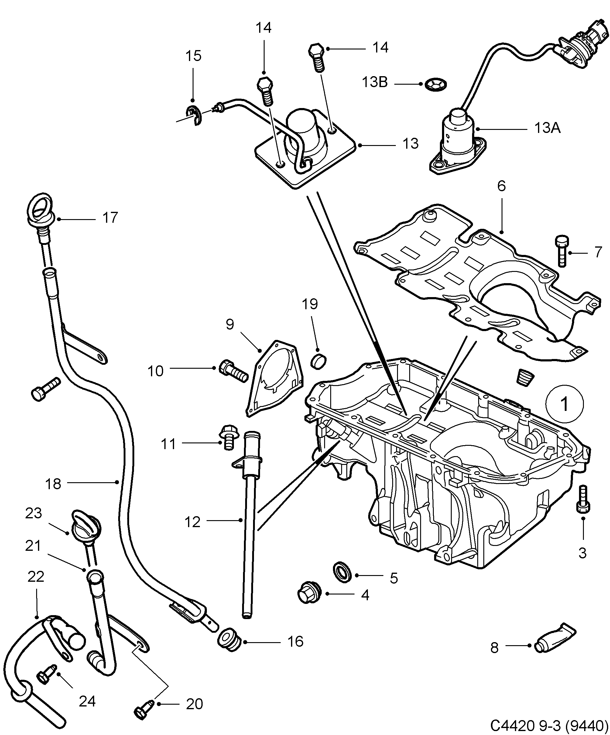 Schéma technique Saab 9-3 (9440) 2006 - Section 2065 : Lubricating system