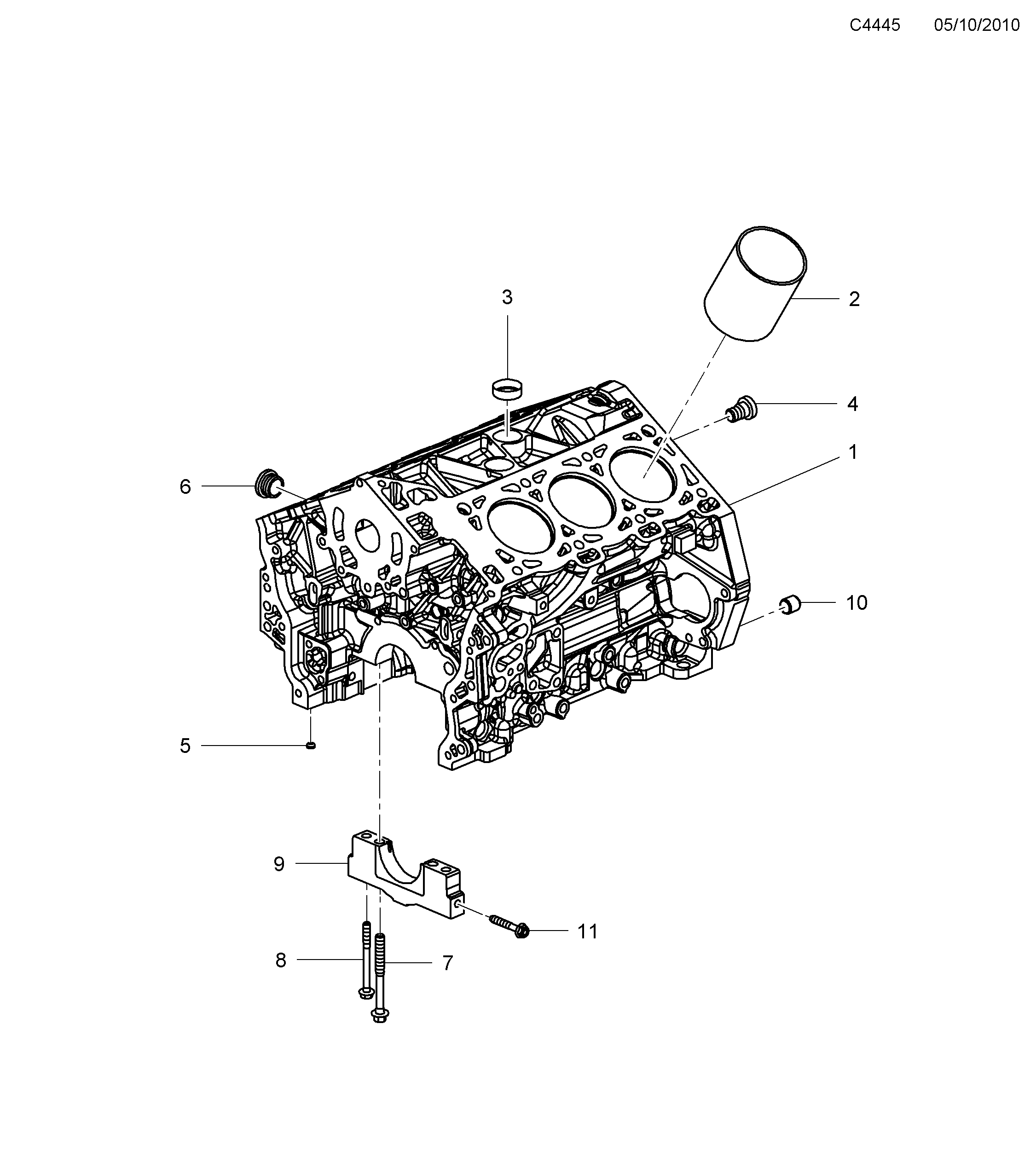 Schéma technique Saab 9-3 (9440) 2012 - Section 410 : Short block