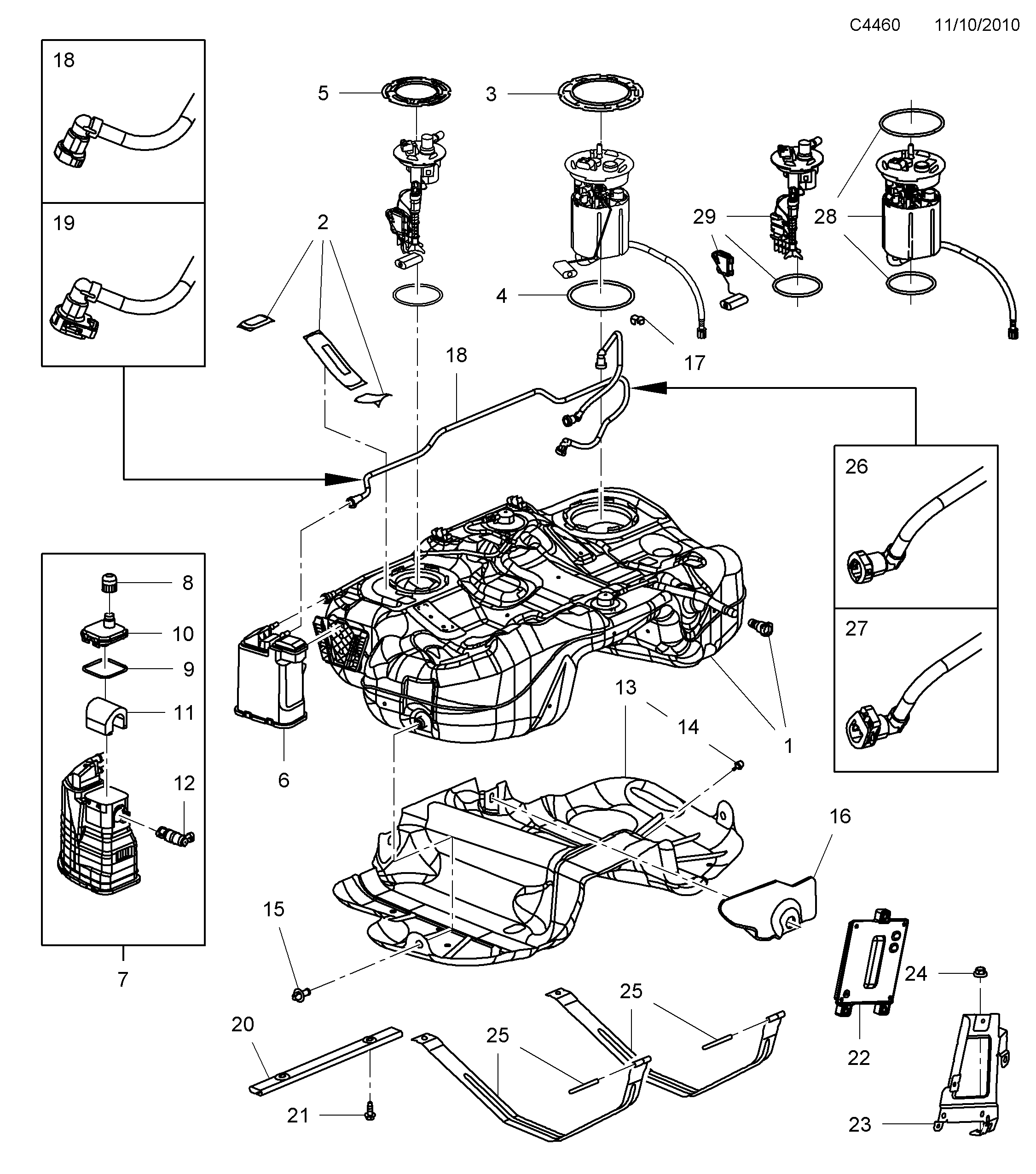 Schéma technique Saab 9-5 (650) 2012 - Section 2110 : Fuel system