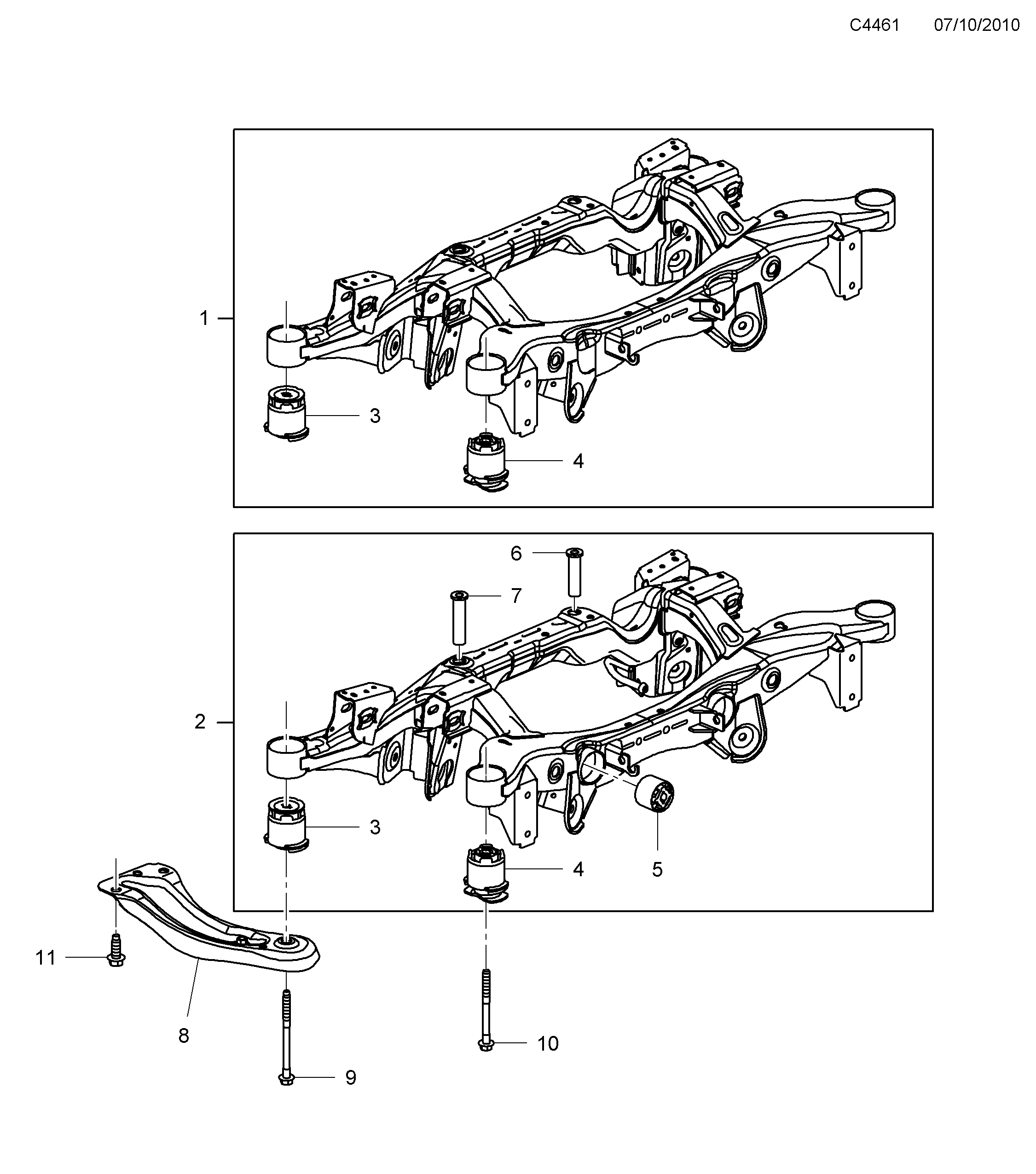 Schéma technique Saab 9-5 (650) 2012 - Section 5000 : Suspension arrière