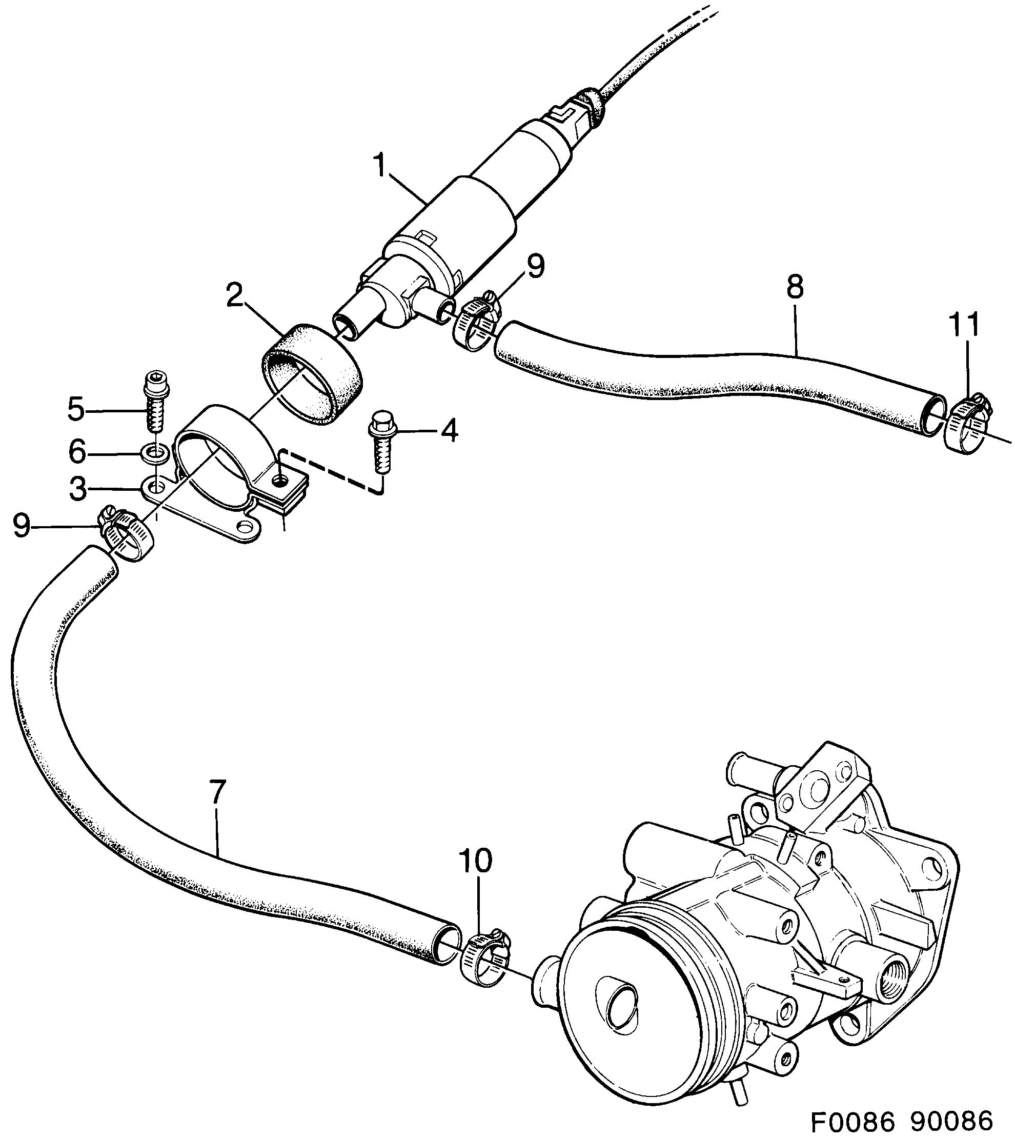 Schéma technique Saab 900 1989 - Section 1300 : Intake and exhaust system