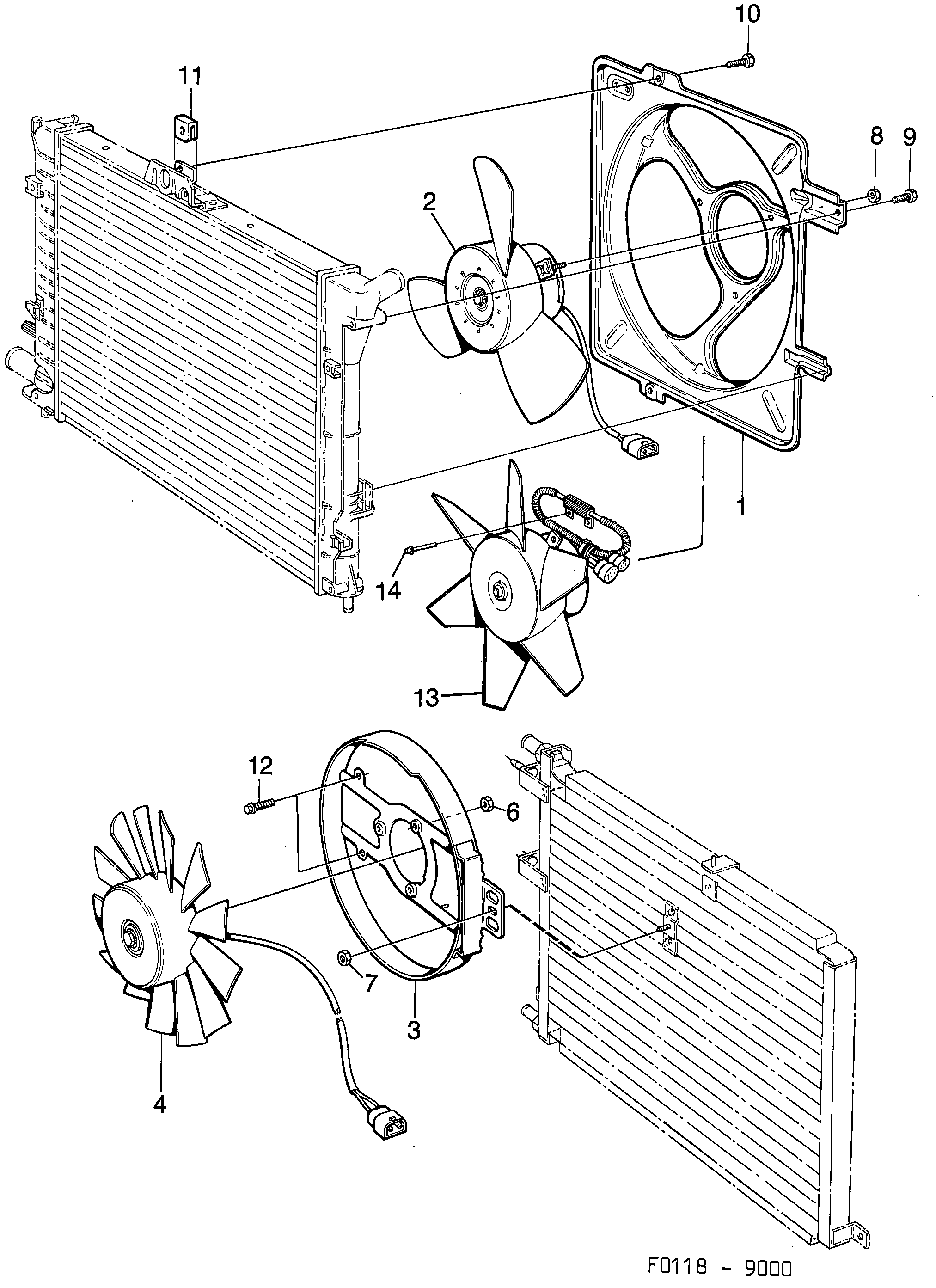 Schéma technique Saab 9000 1985 - Section 1270 : Cooling system