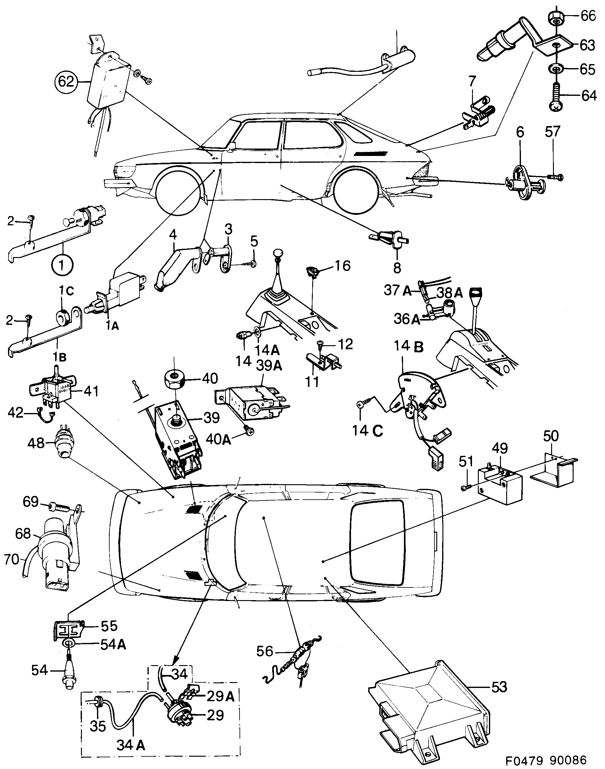 Schéma technique Saab 900 1989 - Section 850 : Autre équipement électrique