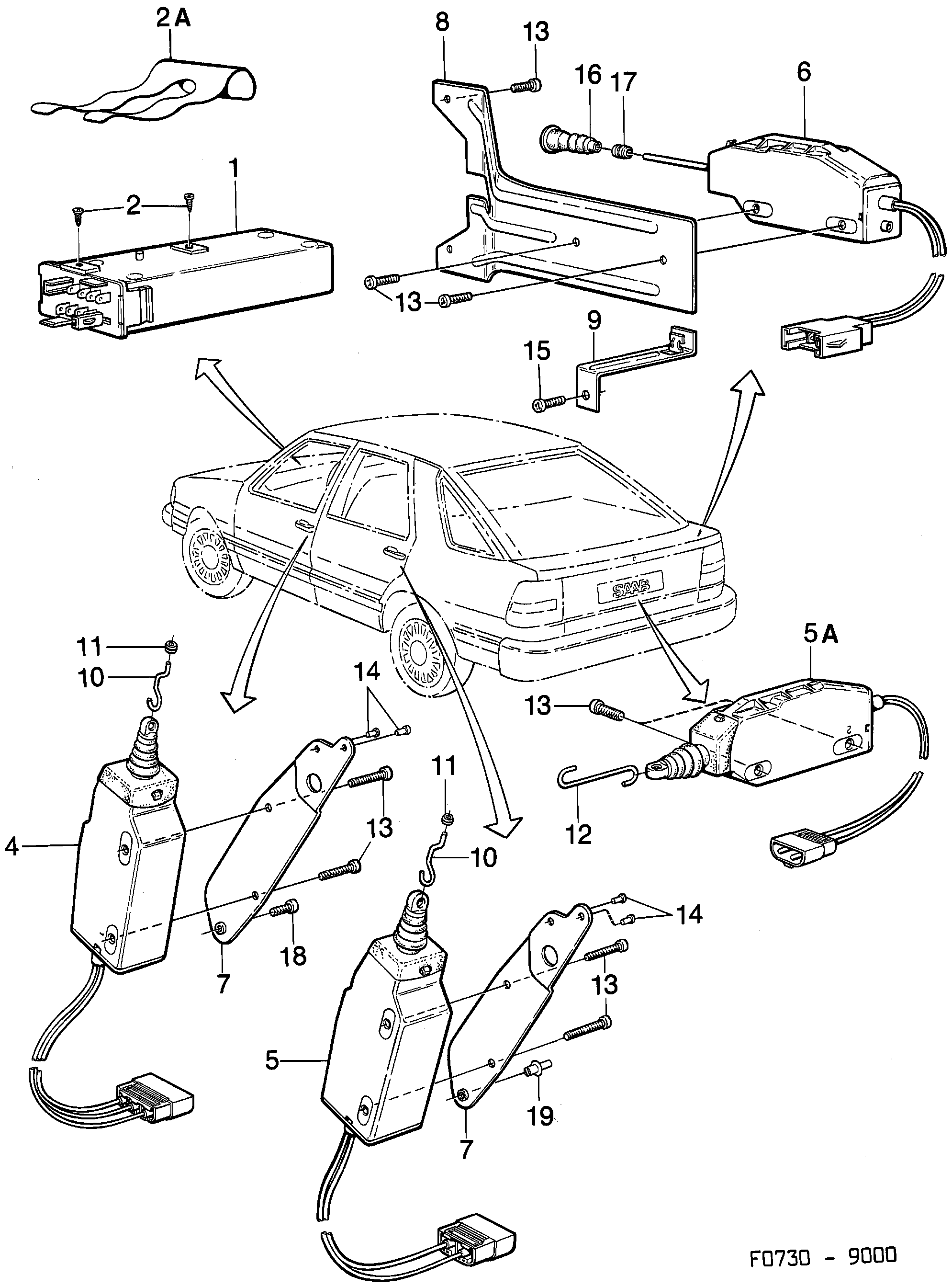 Schéma technique Saab 9000 1987 - Section 940 : Autre équipement électrique