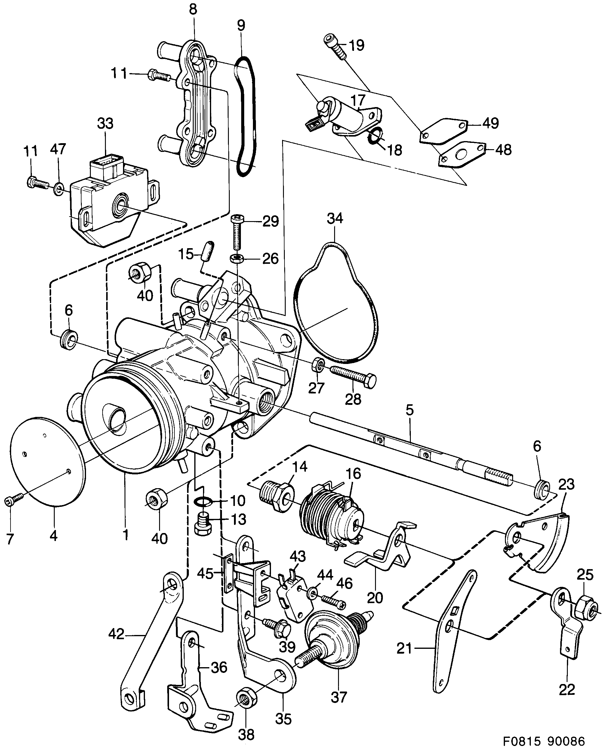 Schéma technique Saab 900 1989 - Section 1240 : Впускная система и выхлопная система