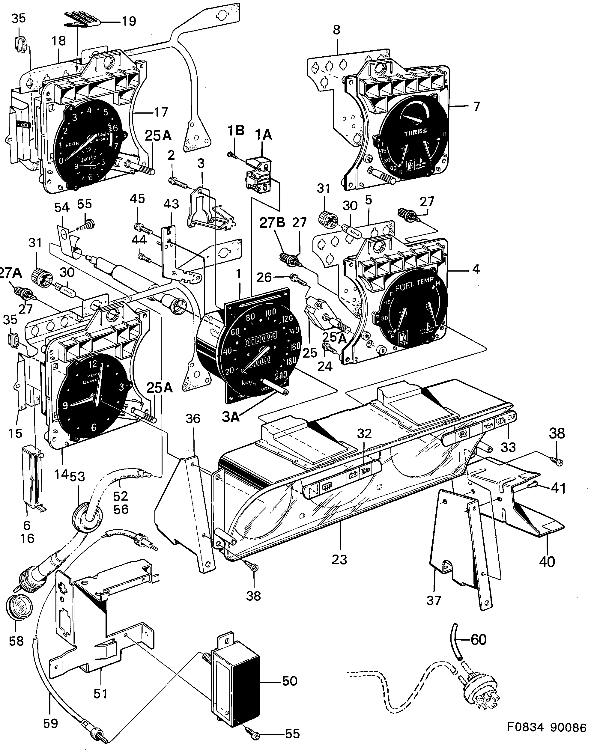 Schéma technique Saab 900 1988 - Section 1450 : Conduites et fusibles