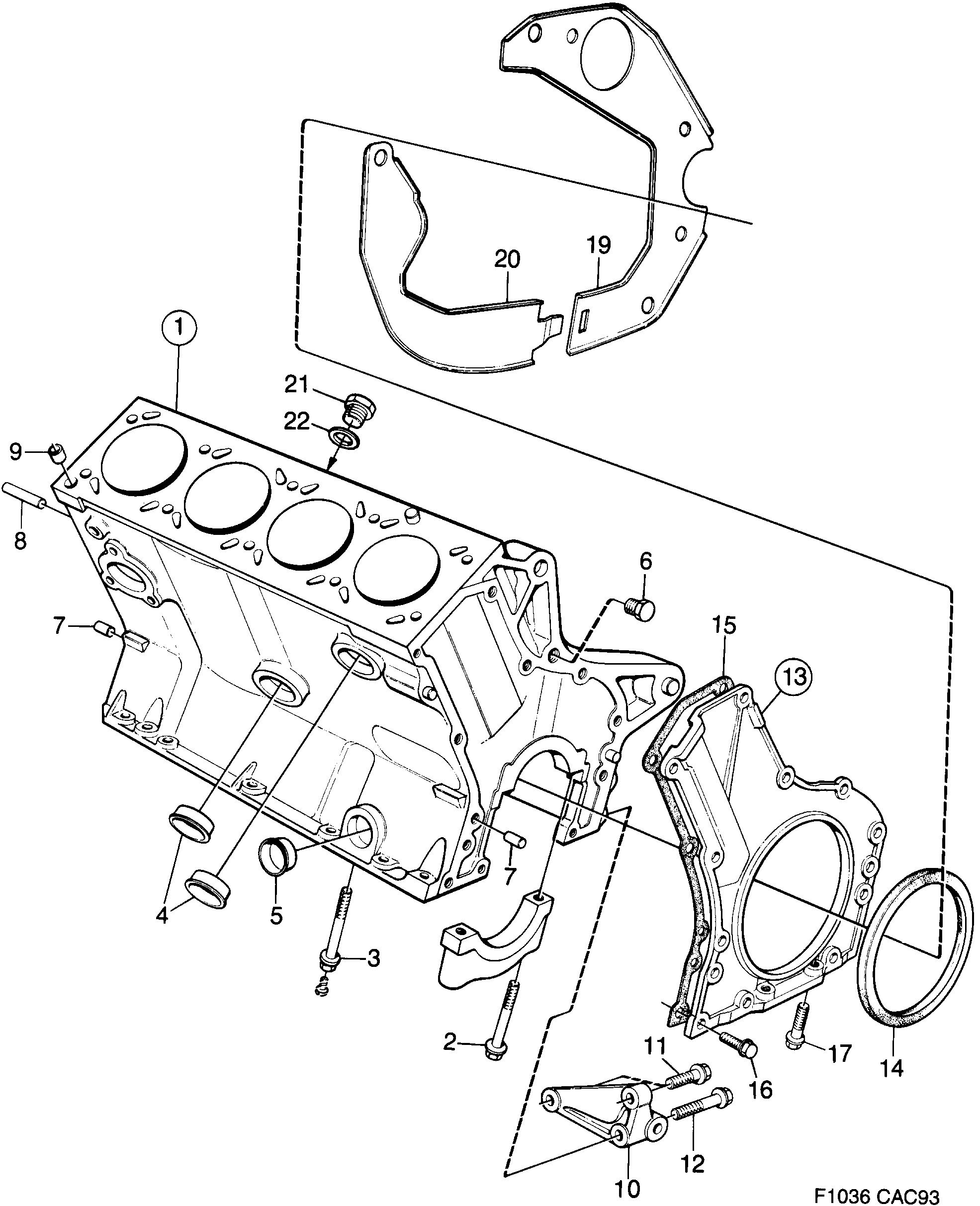 Schéma technique Saab 9000 1990 - Section 200 : Short block